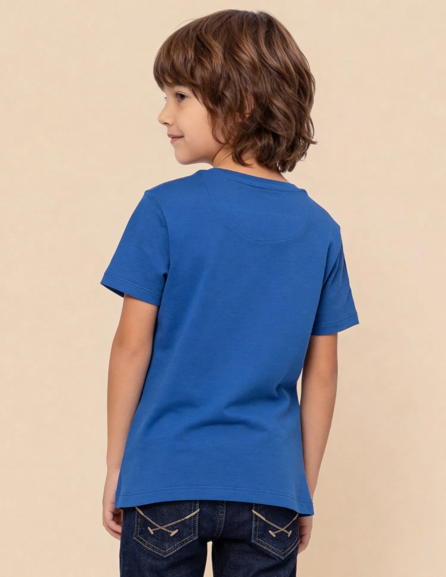 Boys Blue Cotton Graphic Print Regular Fit T-Shirt