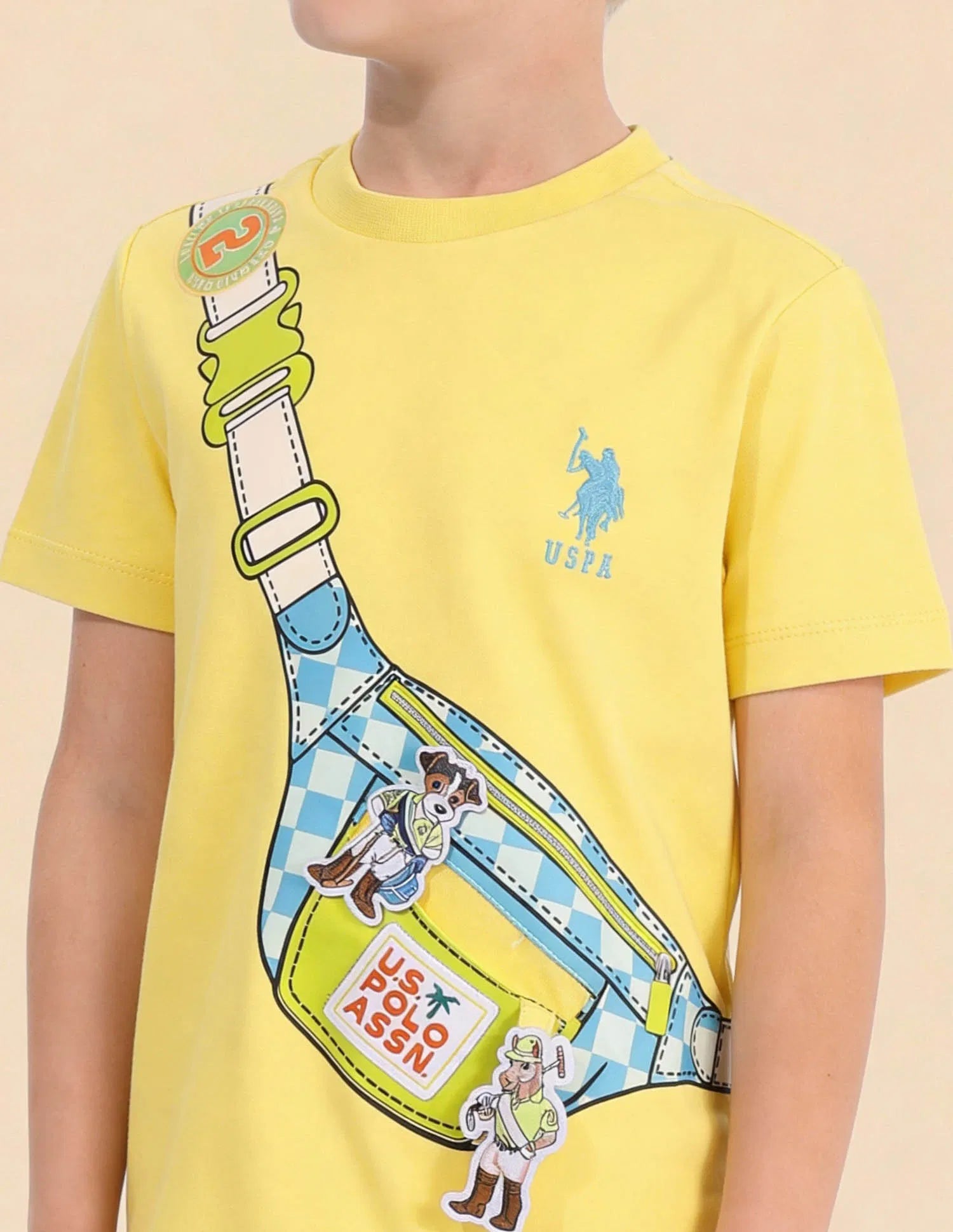 Boys Light Yellow Cotton Graphic Print Regular Fit T-Shirt
