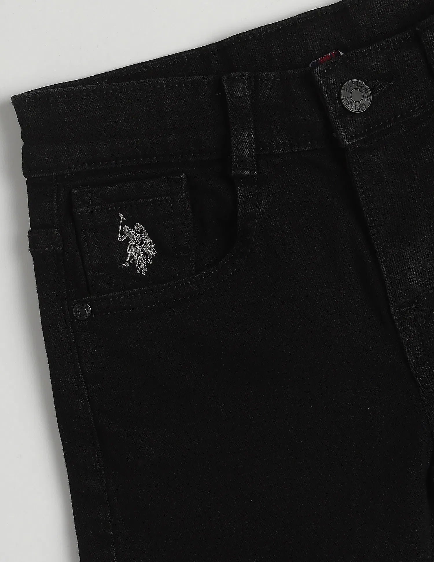 Boys Black Cotton Blend Mid Rise Slim Fit Jeans