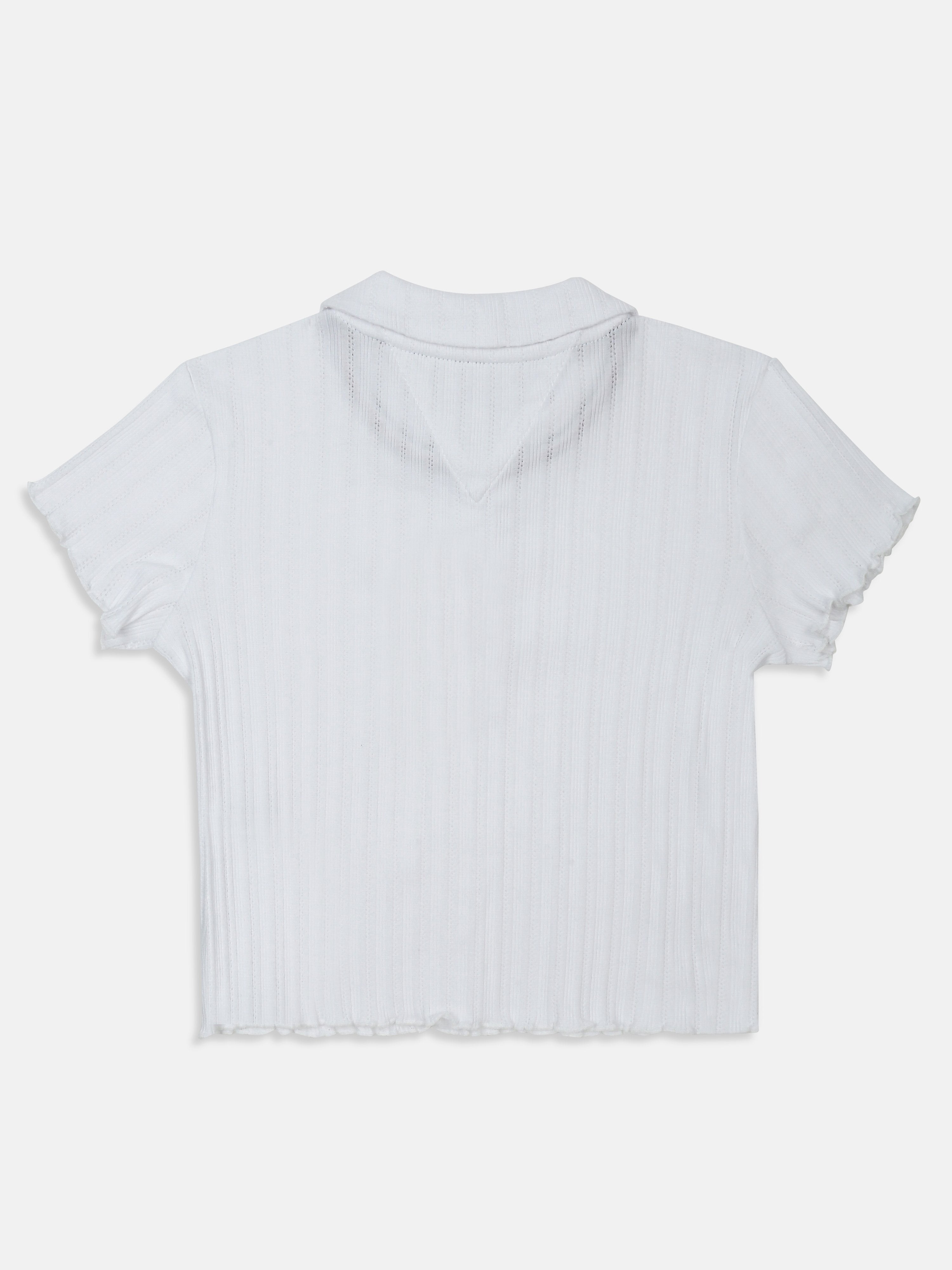 Textured Polo T-Shirt for Girls White