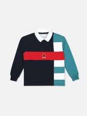 Striped Navy Blue Regenerative Cotton Polo T-Shirt for Boys