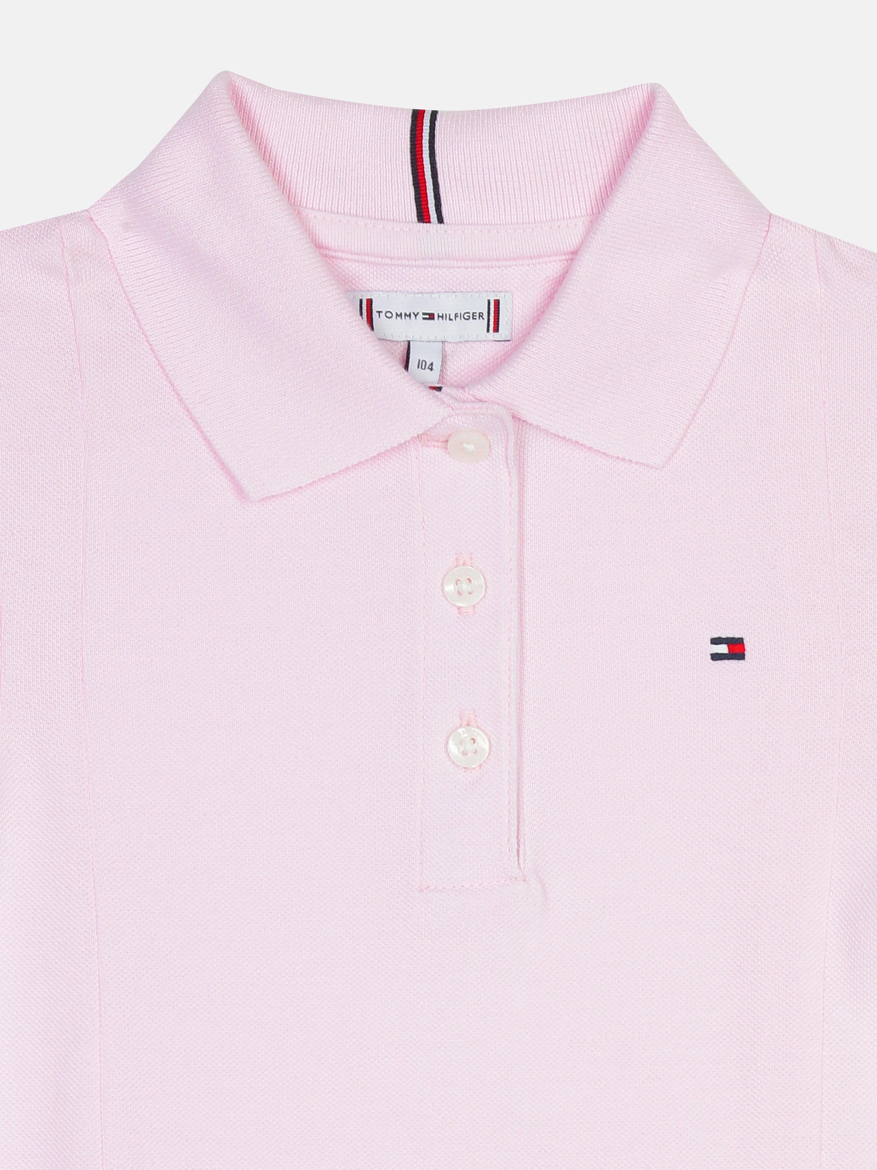 Girls Pink Regenerative Cotton Polo Casual Knit Dress