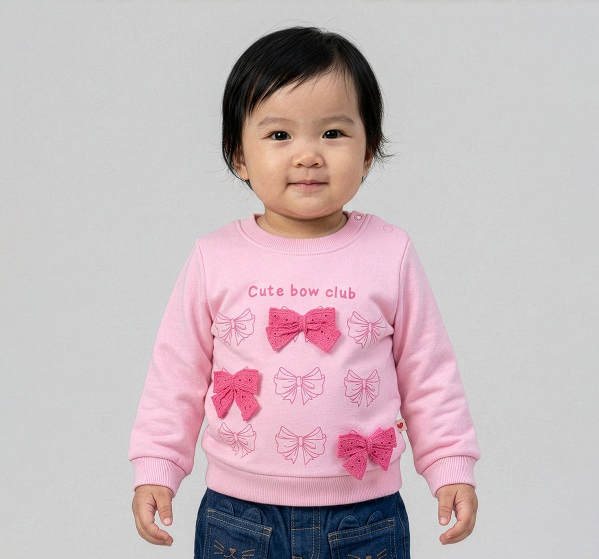 Bow Applique Sweatshirt Pink