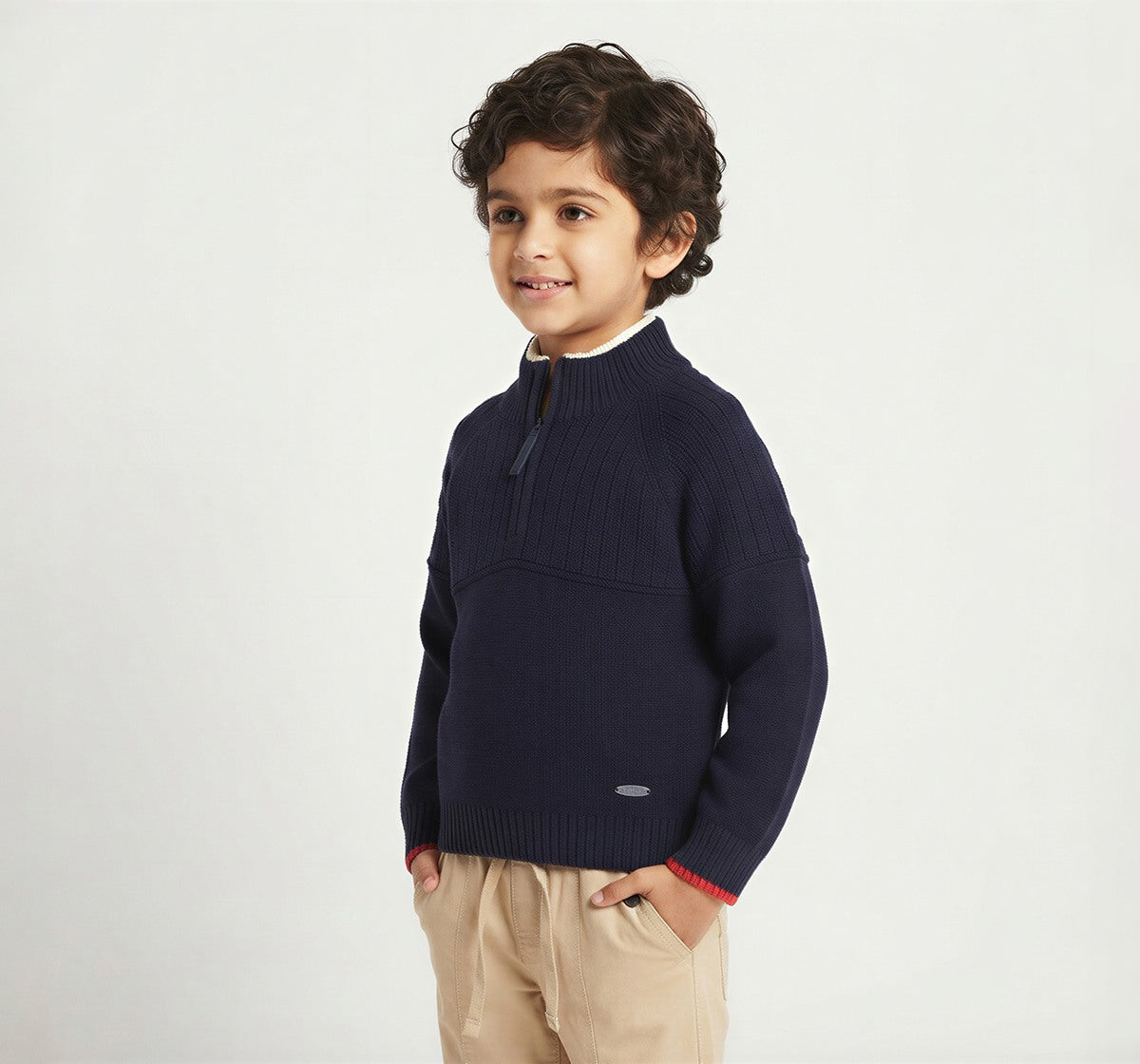 Flat Knit Turtle Neck Sweater Navy