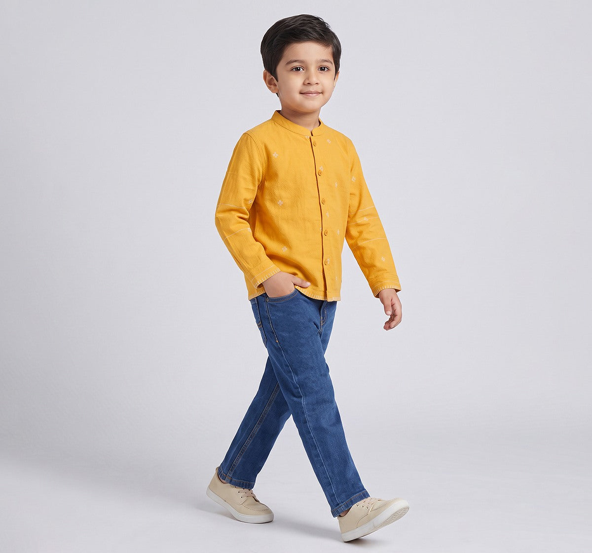 All Over Embroidered Shacket Yellow