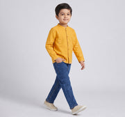 All Over Embroidered Shacket Yellow