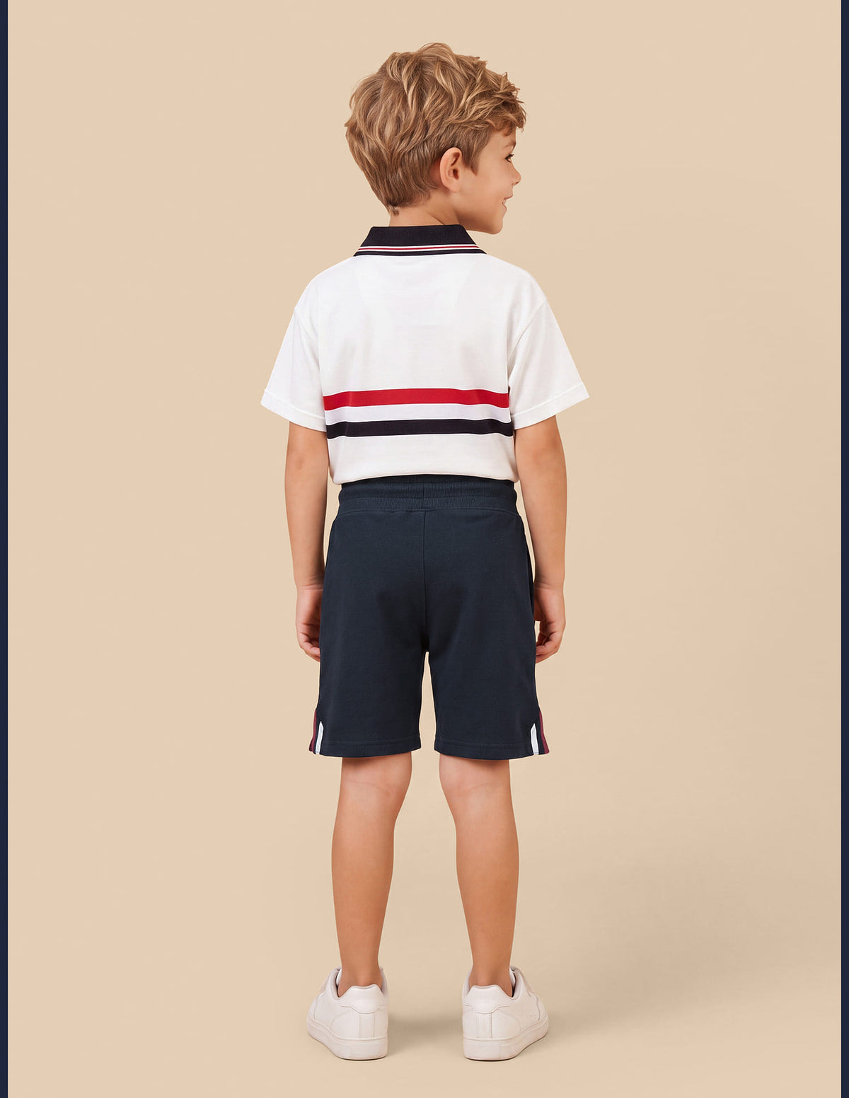 Boys Navy Cotton Blend Regular Fit Shorts