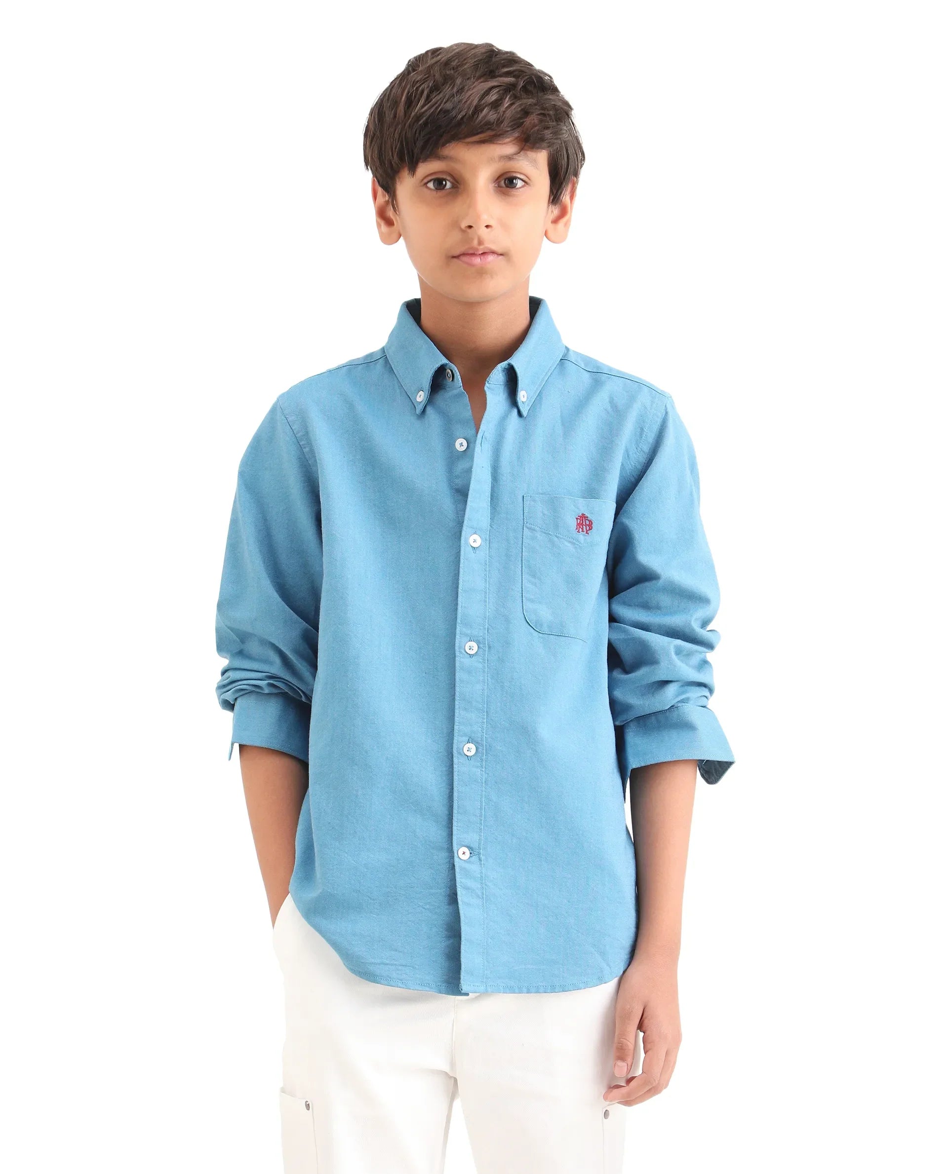 Boys Blue Cotton Regular Fit Casual Shirt