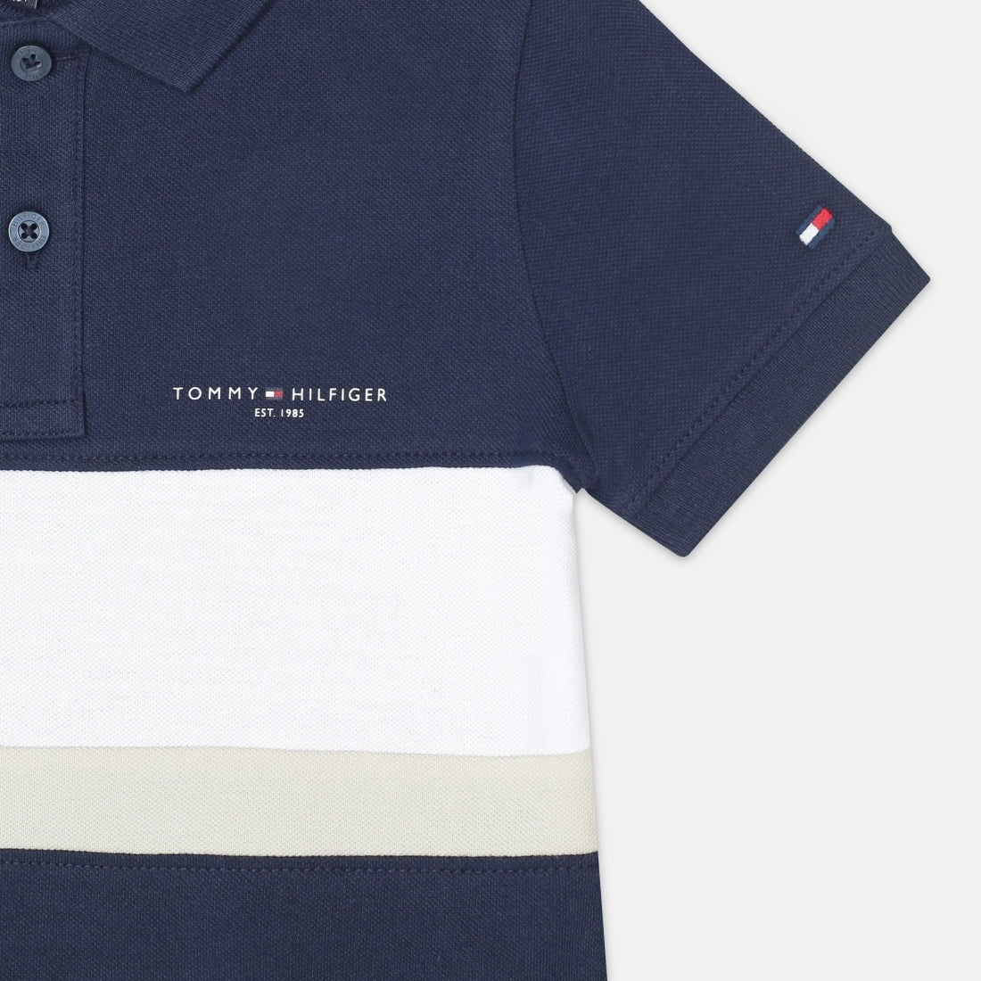 Boys Dark Night Navy Colorblock Cotton Polo T-Shirt