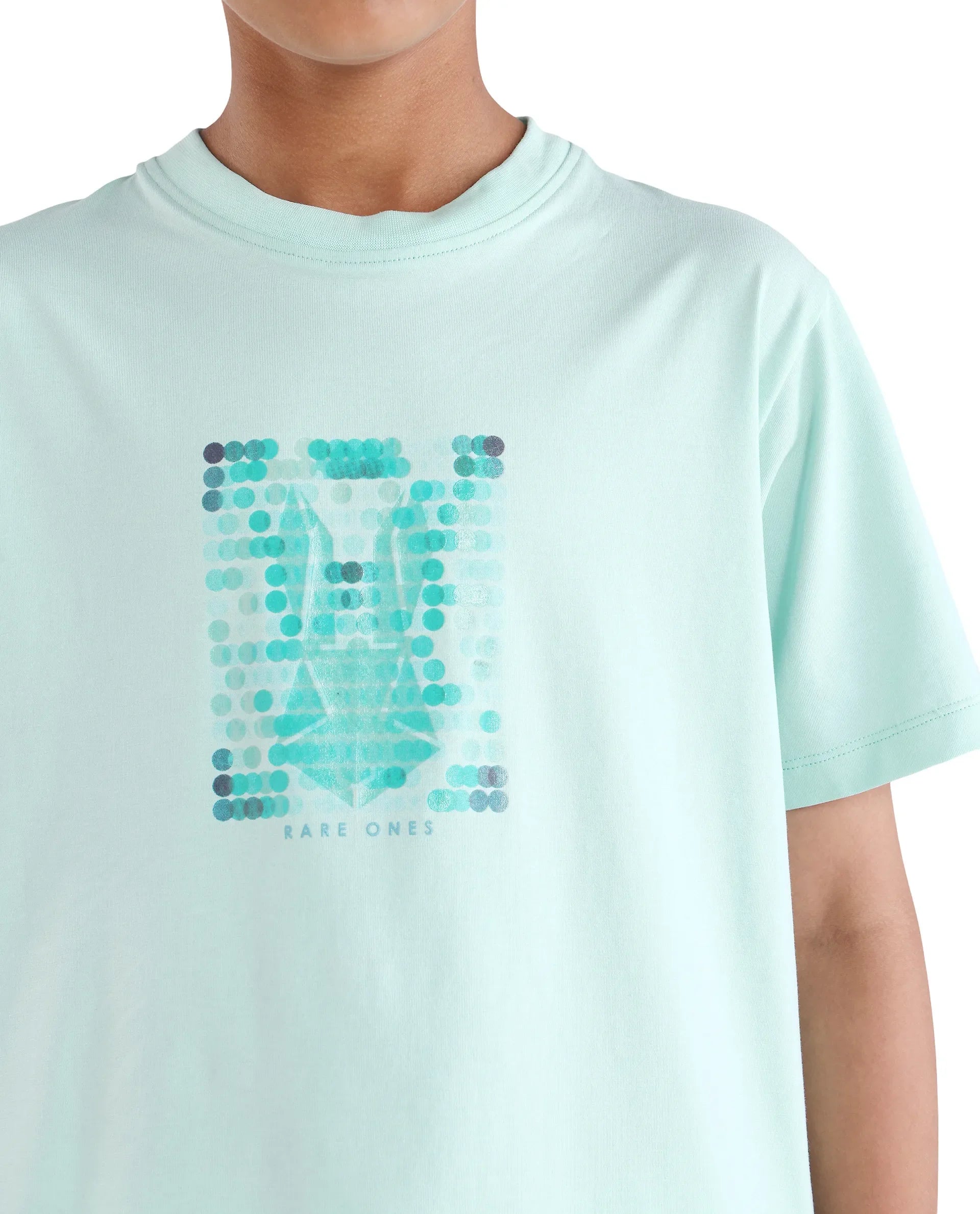 Boys Pastel Blue HD Print Regular Fit T-Shirt
