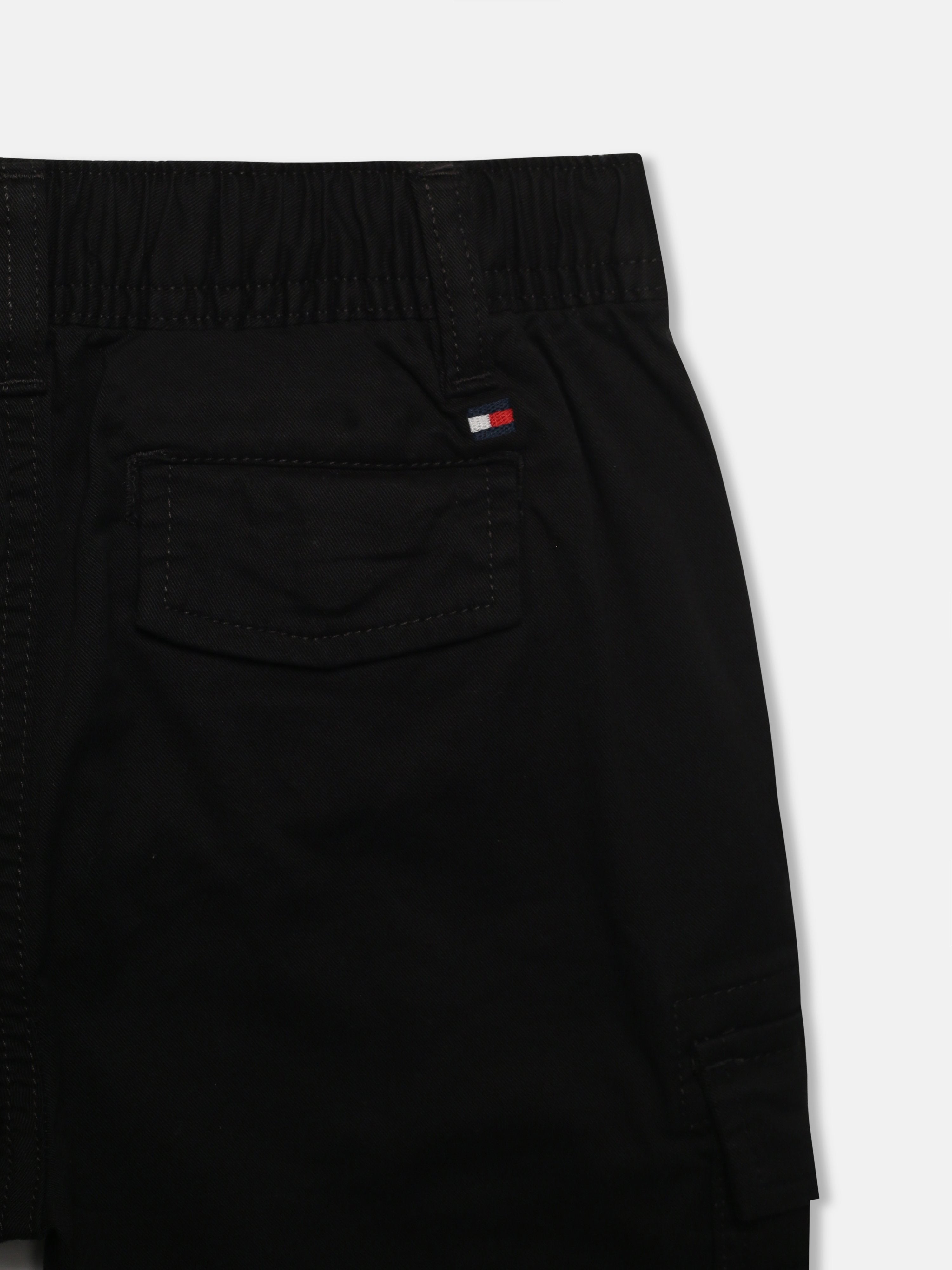 Boys Black Relaxed Fit Mid Rise Shorts