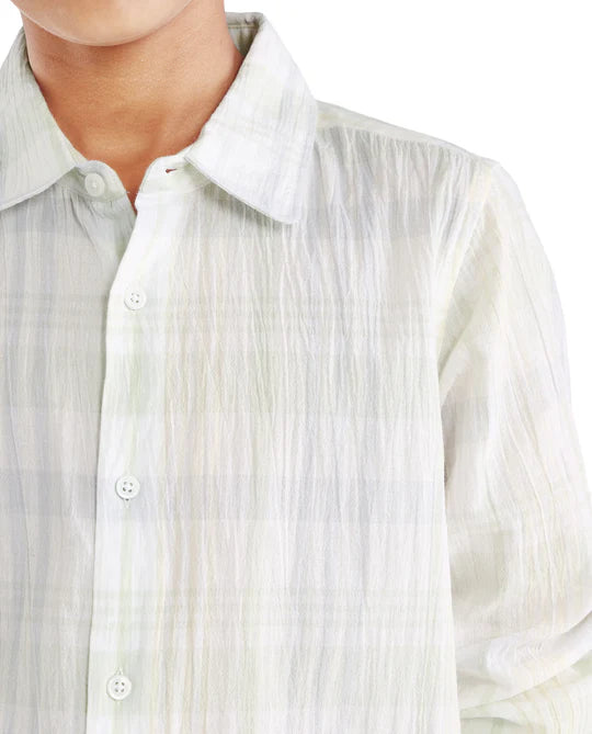 Rare Ones Boys Pastel Green Cotton Blend Regular Fit Shirt