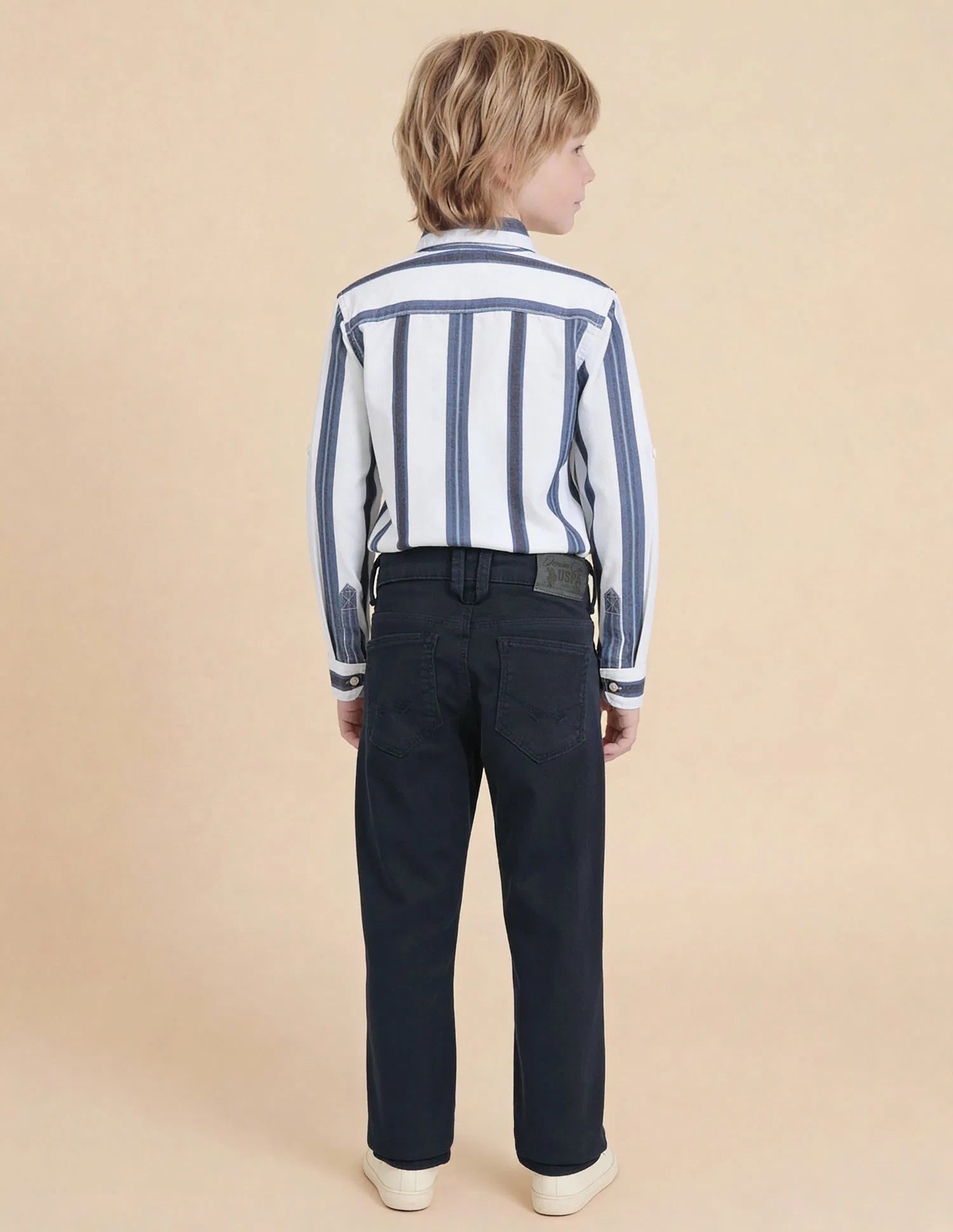 Boys Navy Cotton Mid Rise Relaxed Fit Jeans