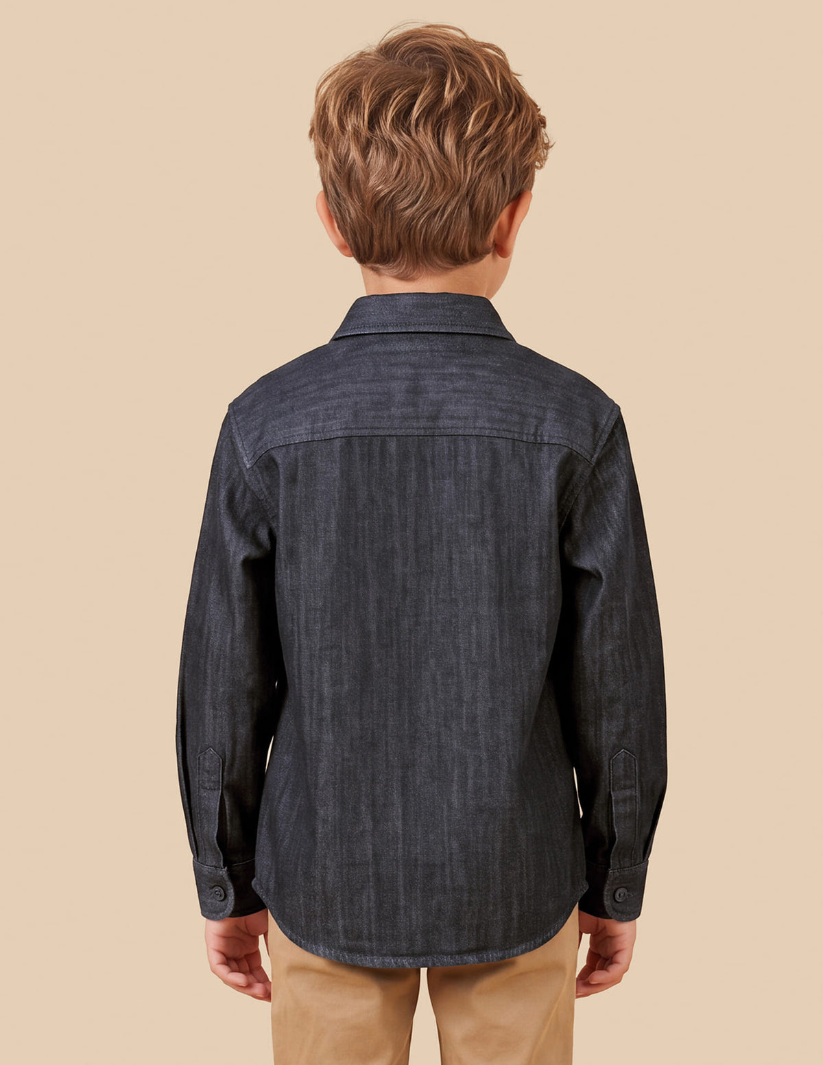 Boys Navy Cotton Heathered Boxy Fit Shirt