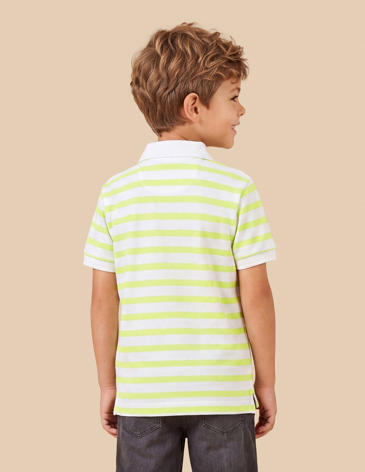 Horizontal Striped Regular Fit Polo Shirt Light Yellow