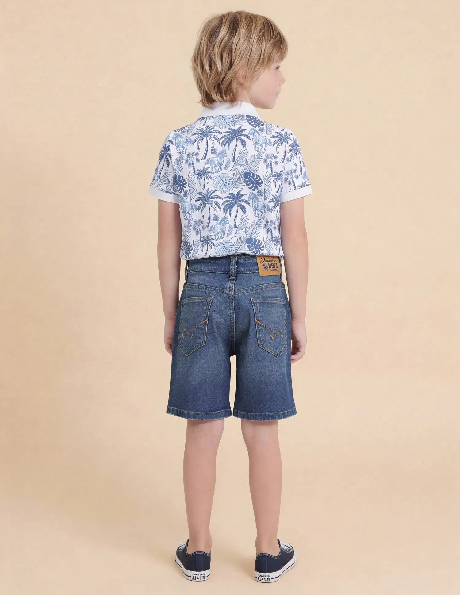 Boys Blue Faded Denim Shorts Regular Fit