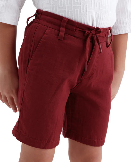 Rare Ones Boys Red Cotton Blend Regular Fit Shorts