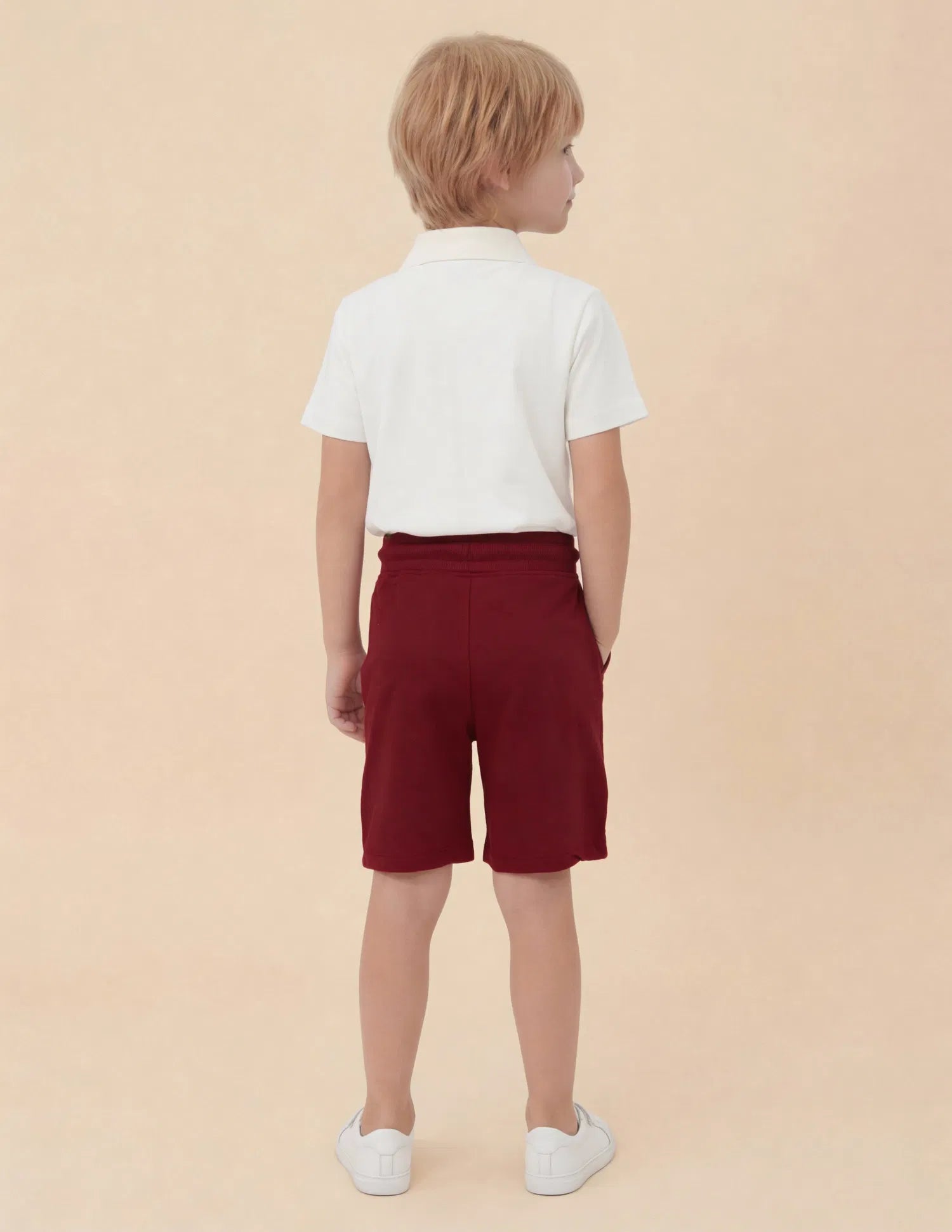 Boys Red Cotton Logo Printed Shorts Regular Fit