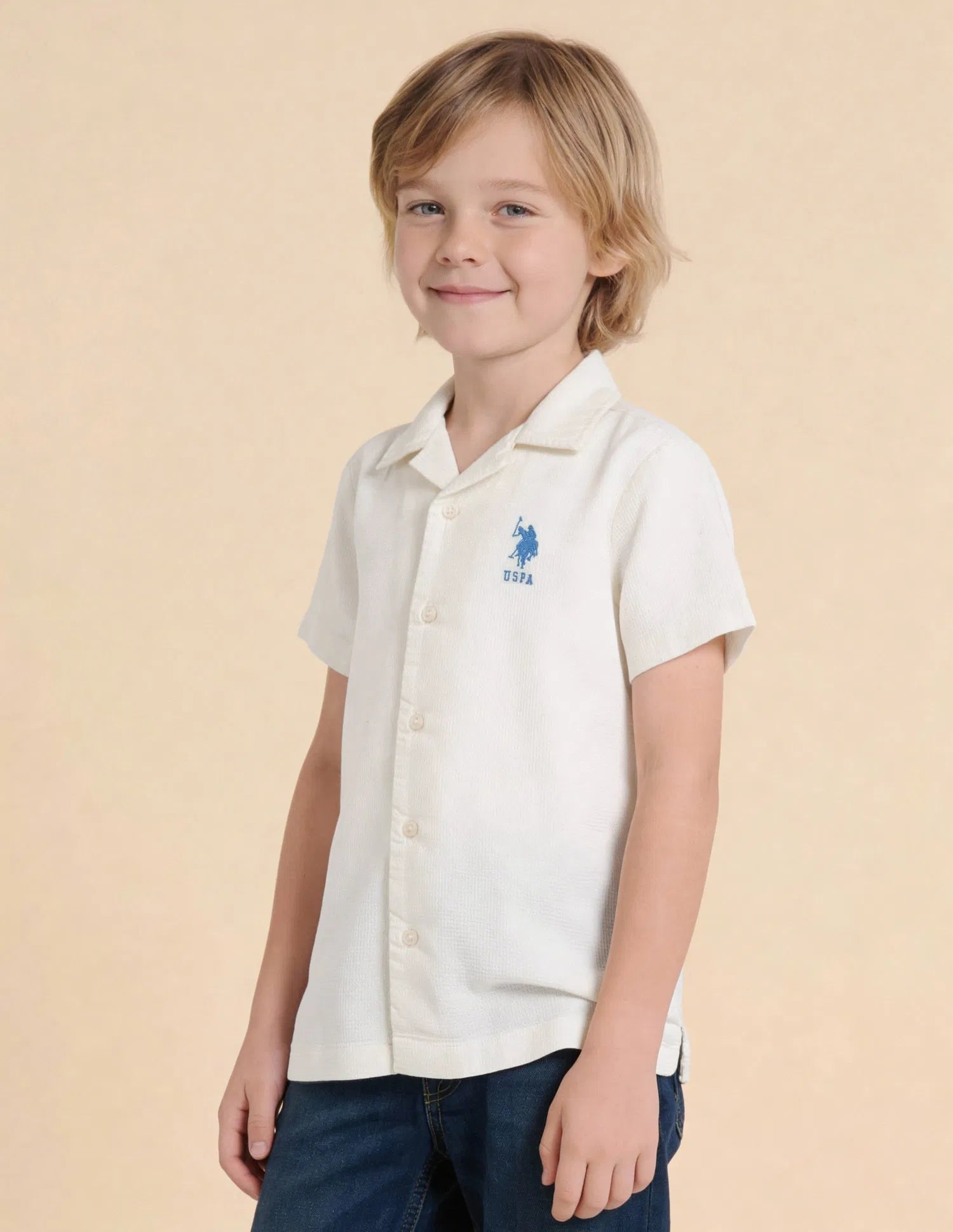 Boys White Graphic Appliqued Cotton Shirt – Regular Fit