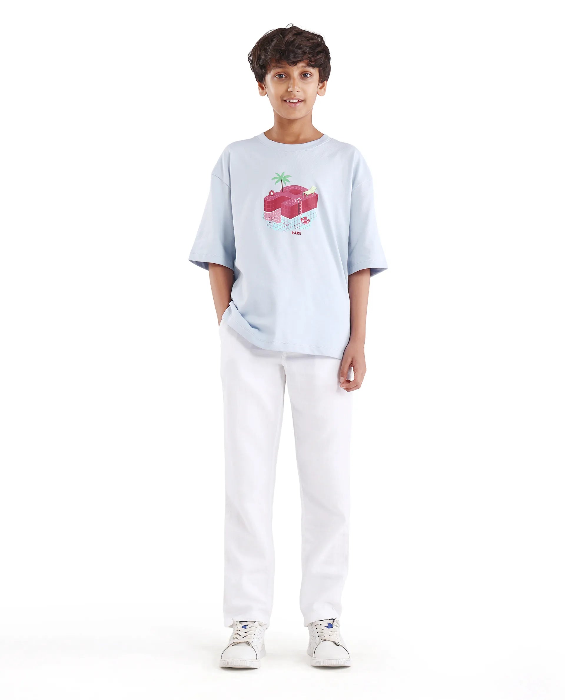 Boys Light Purple Oversized Cotton T-Shirt