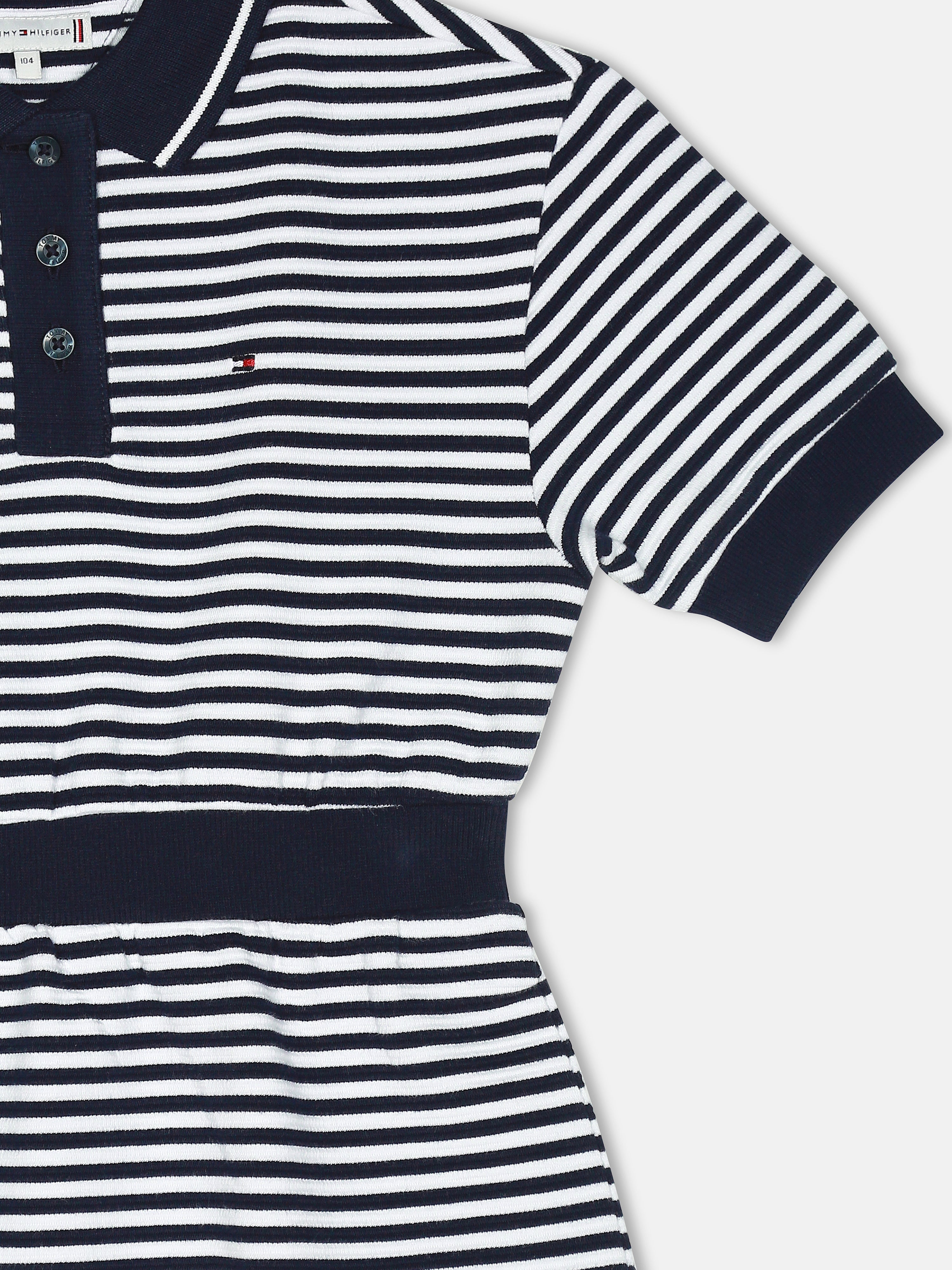 Girls Blue Striped Cotton Blend Polo Casual Dress