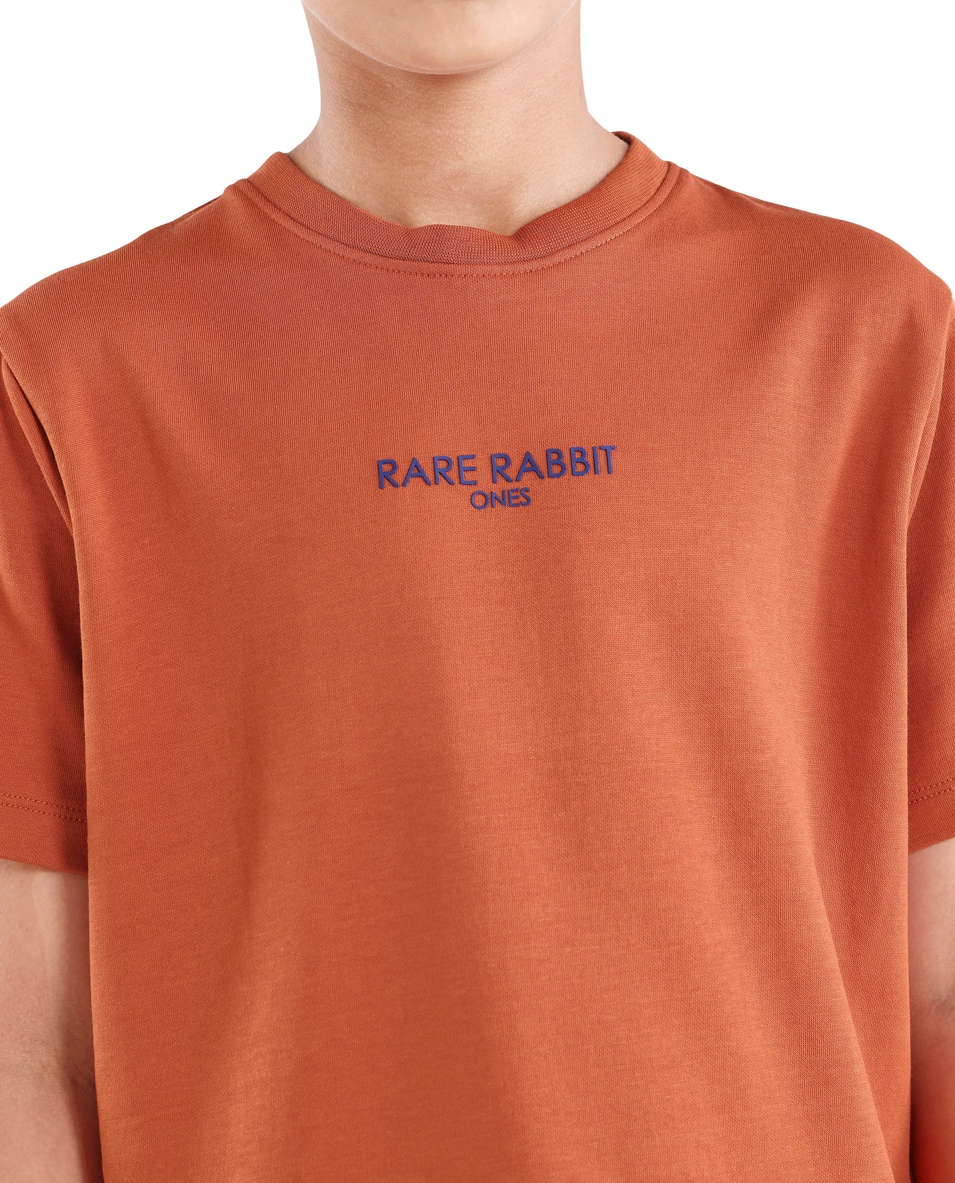 Boys Rust Flock Regular Fit Cotton Blend T-Shirt