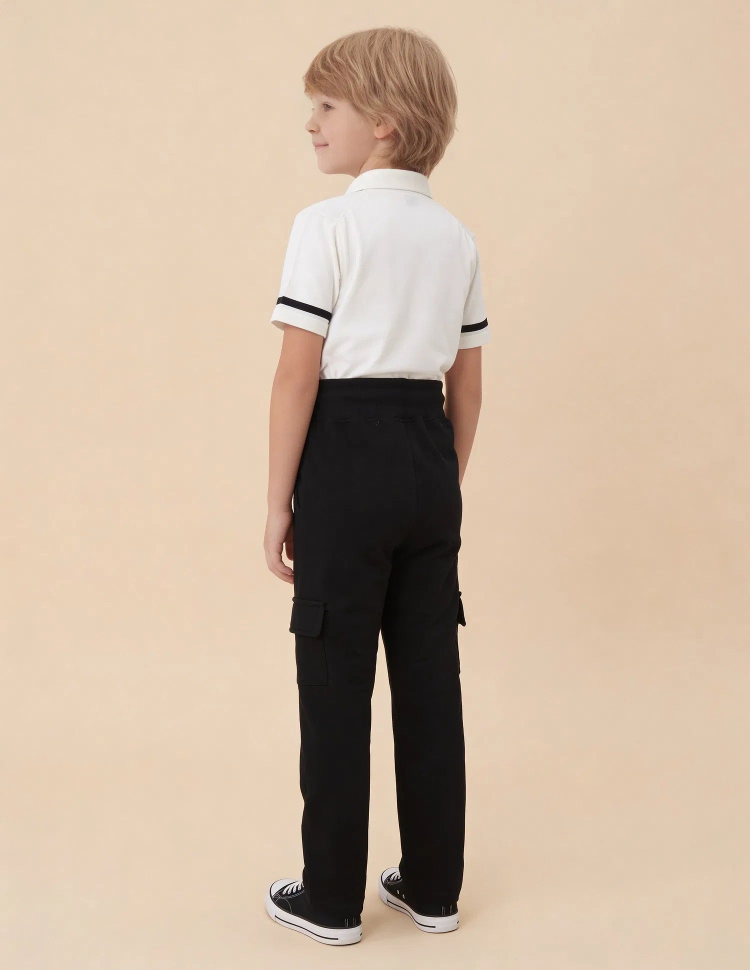Boys Black Cotton Solid Joggers Regular Fit
