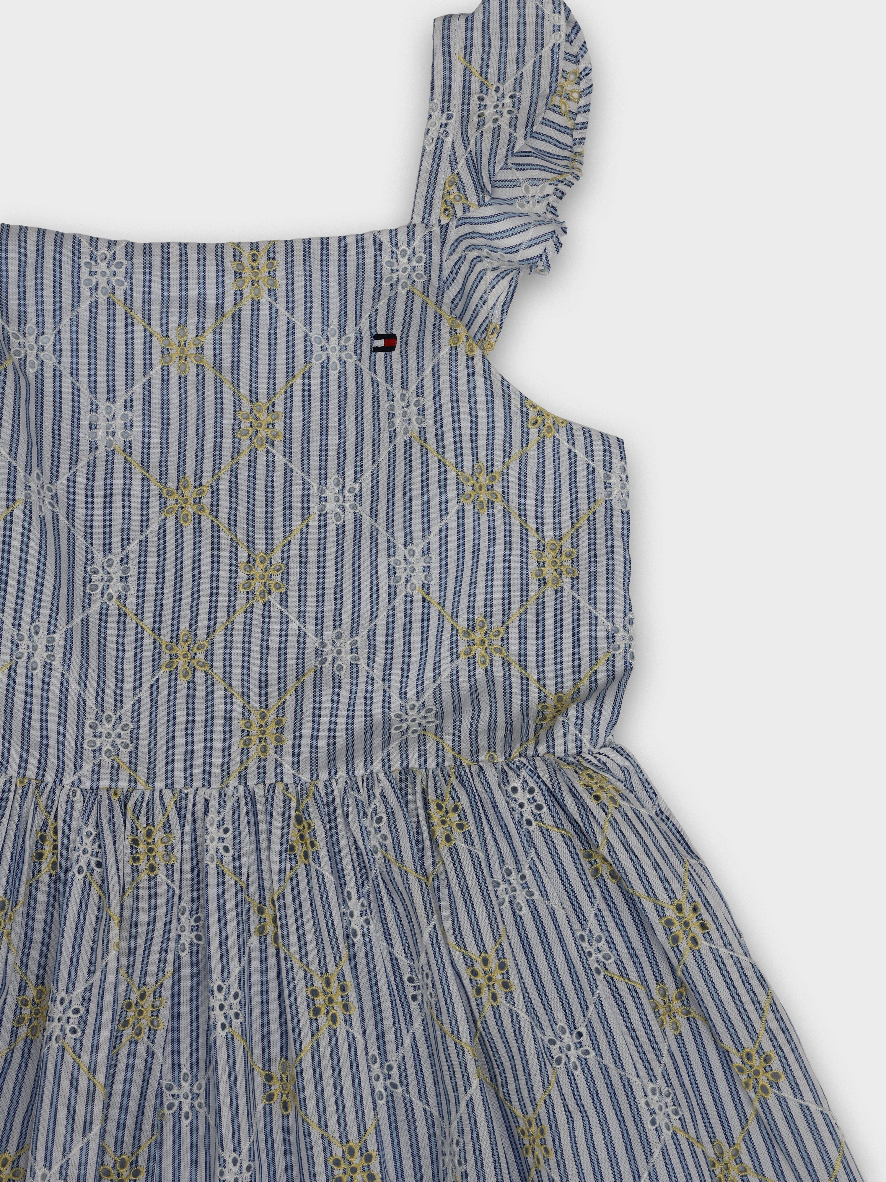 Girls Blue Printed BCI Cotton Sleeveless Casual Dress