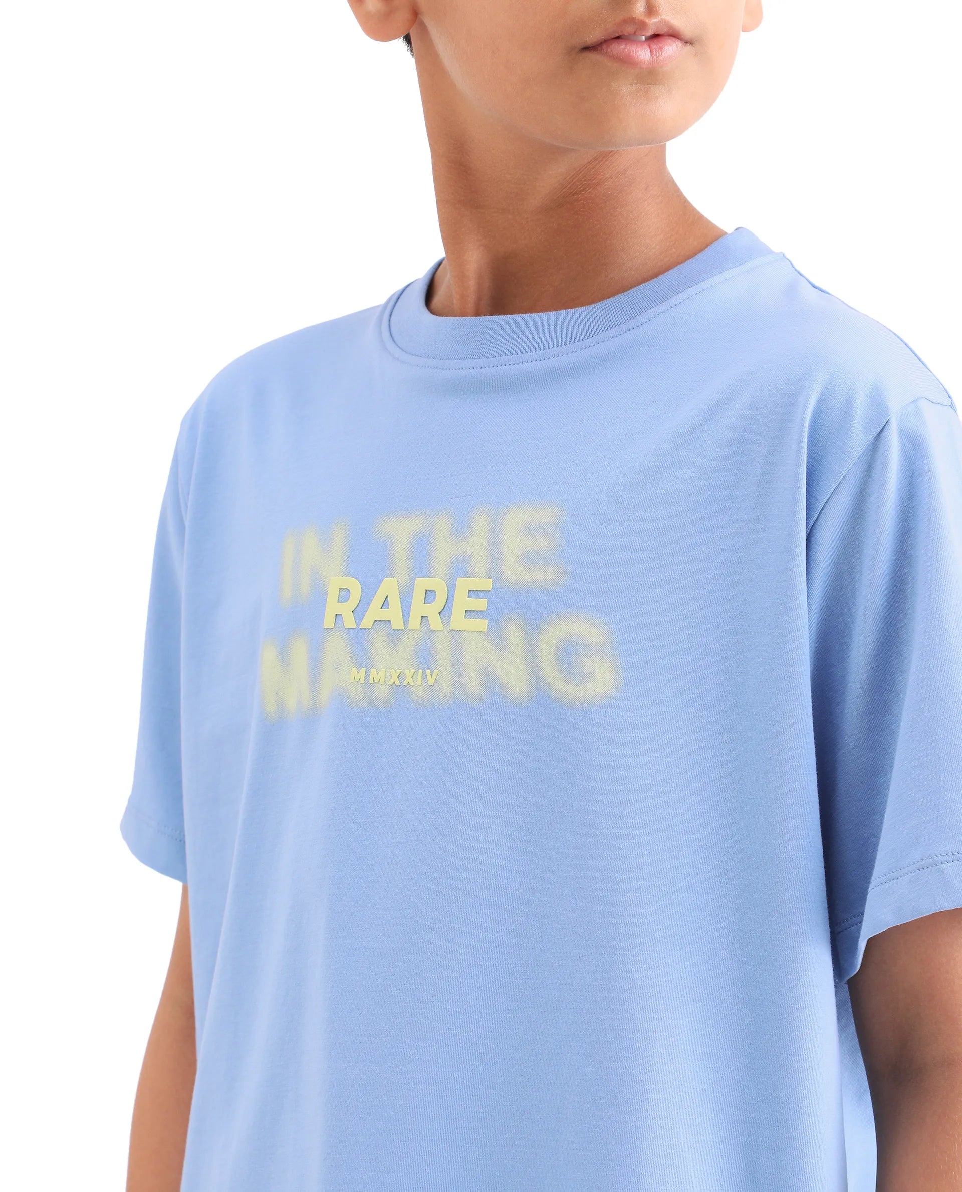 Boys Light Blue HD Print Regular Fit T-Shirt