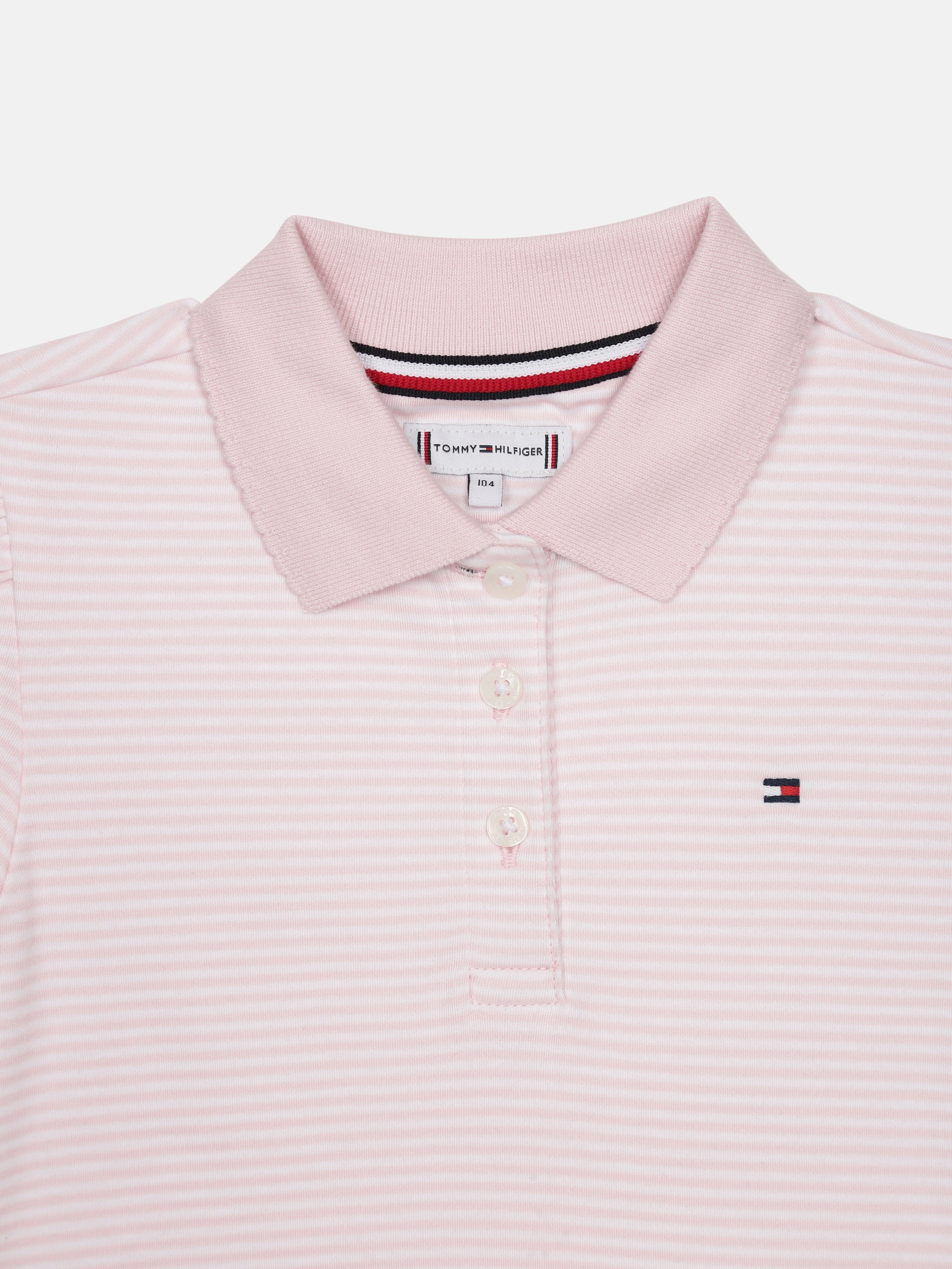 Girls Striped Regenerative Cotton Knit Polo Top