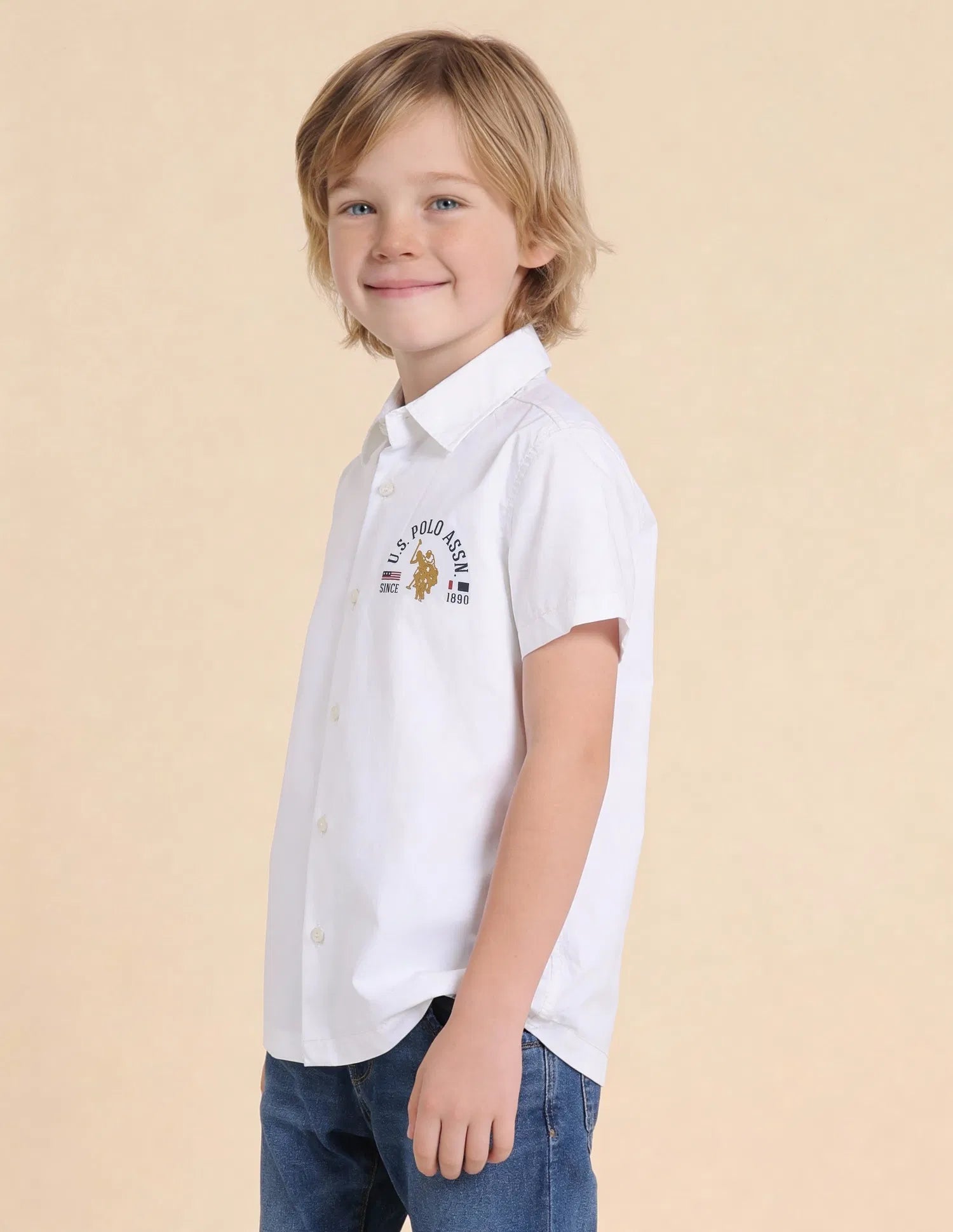 Boys White Graphic Printed Cotton Shirt – Regular Fit