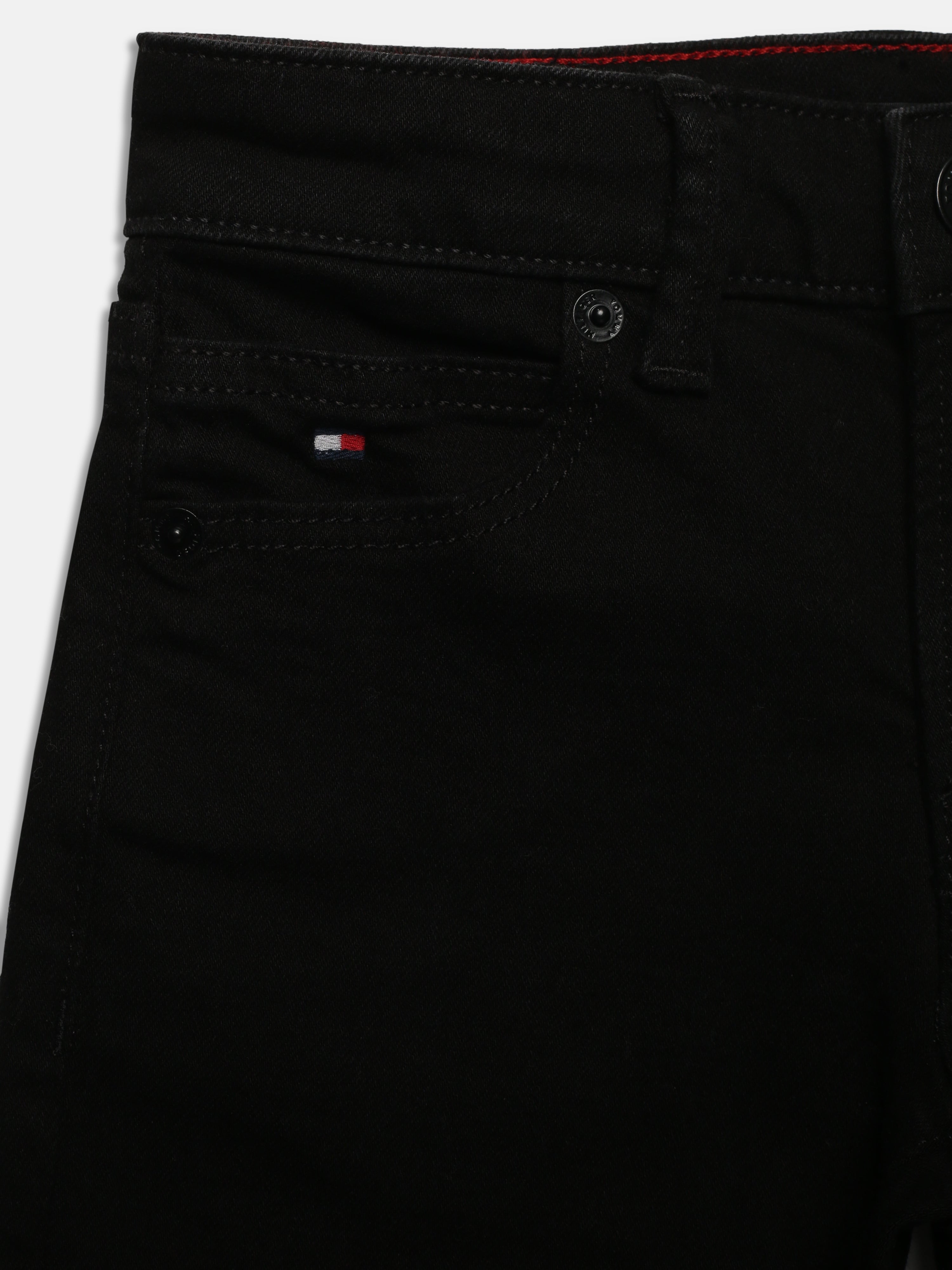 Girls Black Stretch Denim Casual Pants with Straight Fit