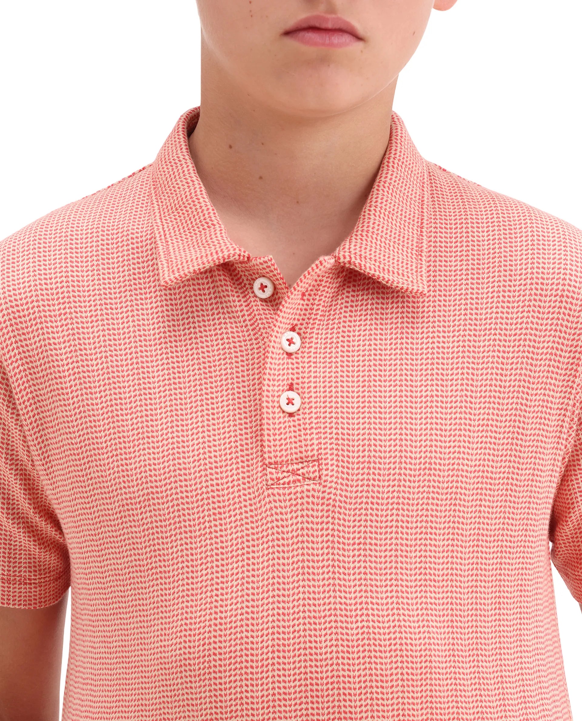 Boys Orange Jacquard Cotton Regular Fit Polo