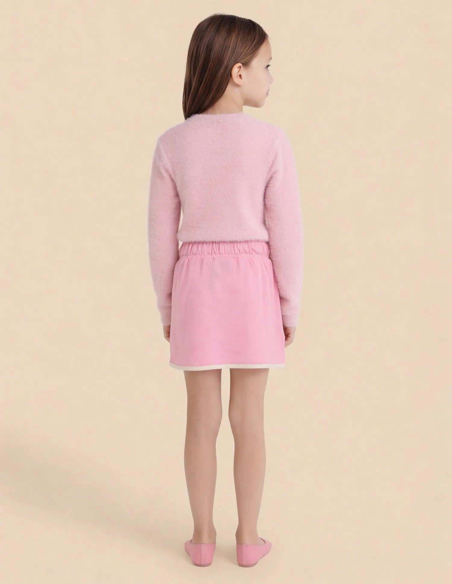 Girls Pink Cotton Solid A-Line Mini Skirt