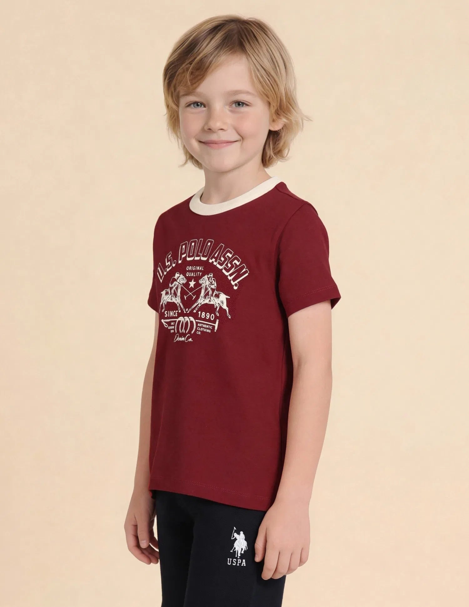 Boys Dark Red Graphic Printed Cotton T-Shirt – Regular Fit