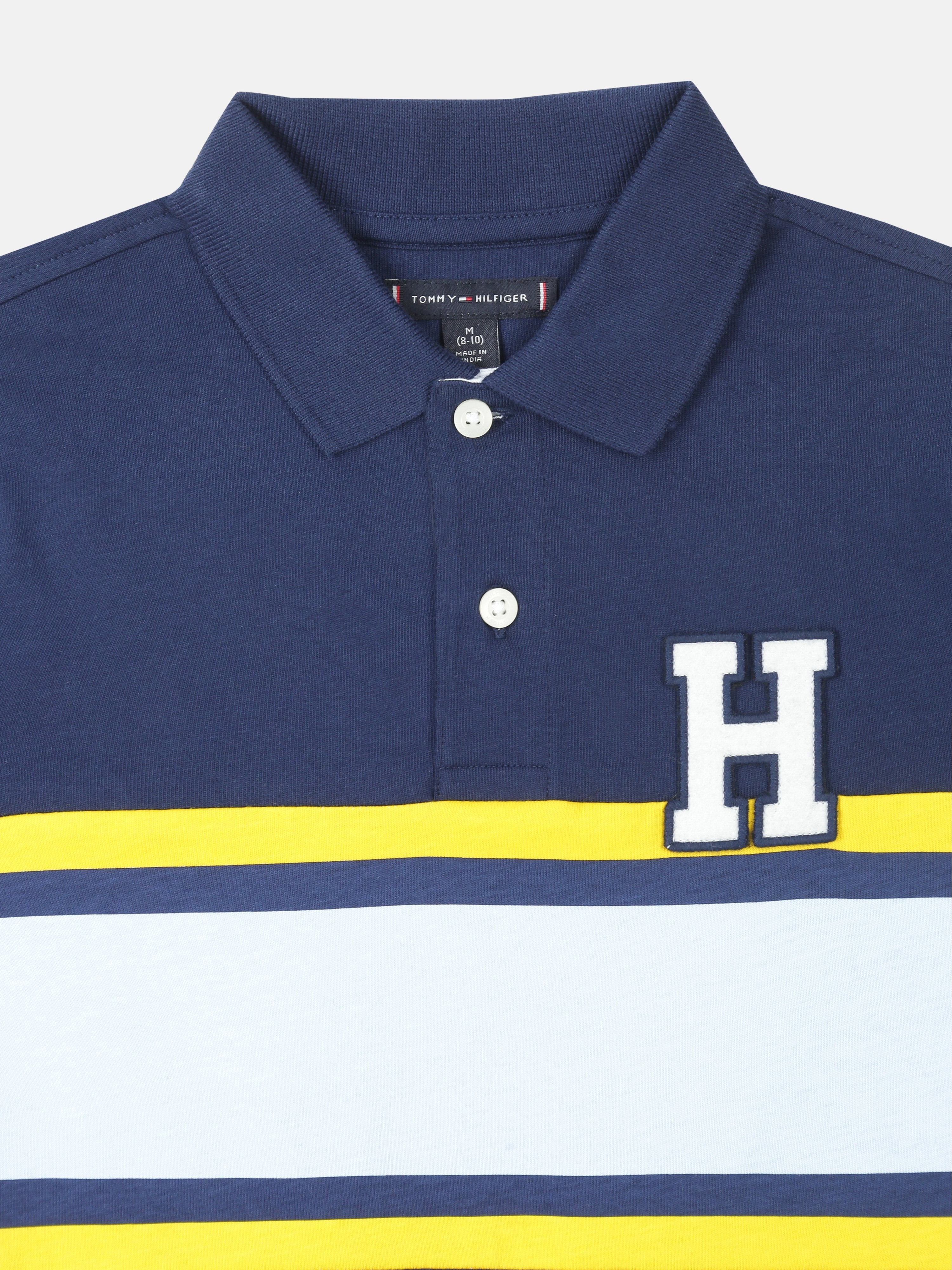 Boys Blue Colorblock Cotton Polo T-Shirt