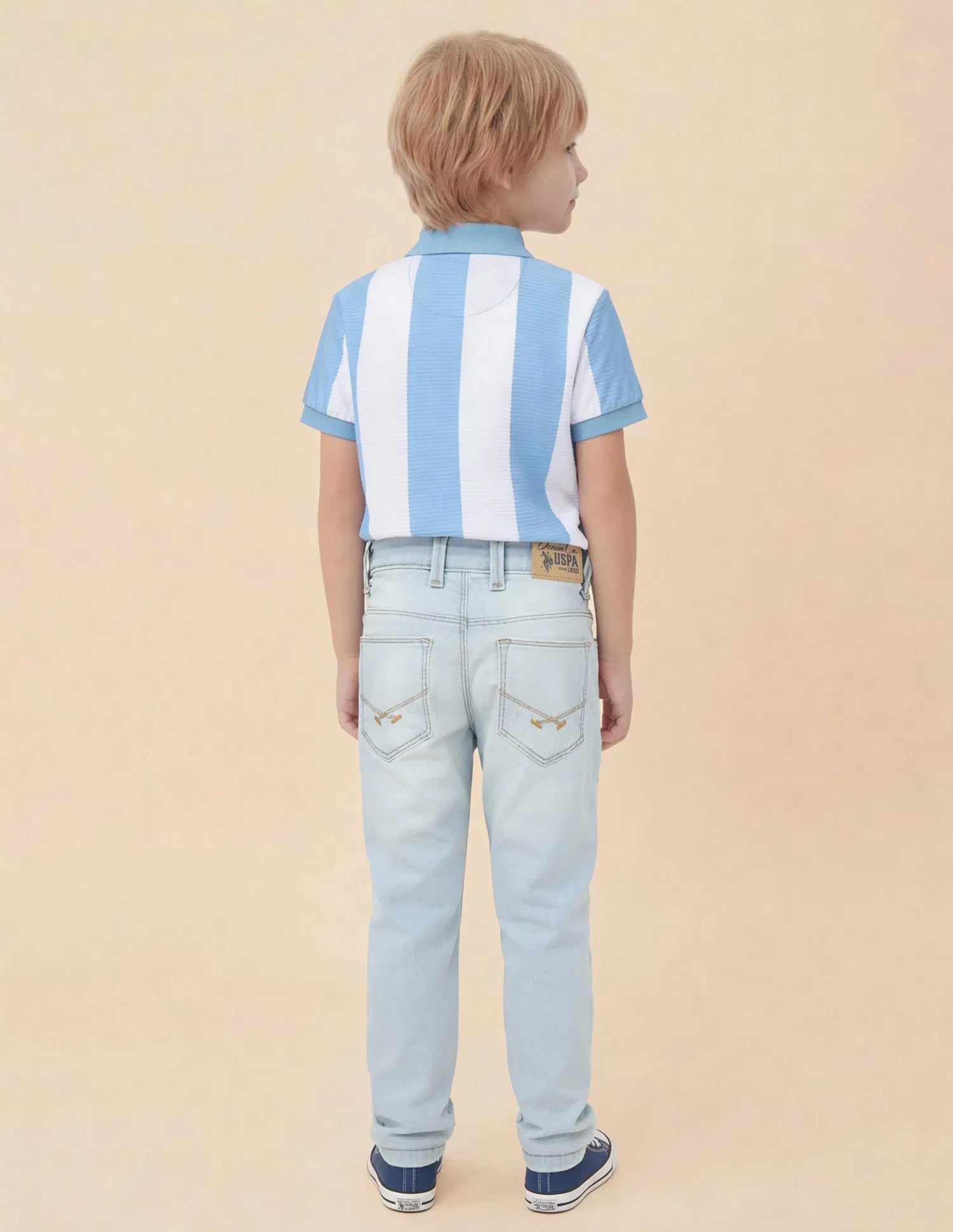 Boys Light Blue Distressed Slim Fit Jeans