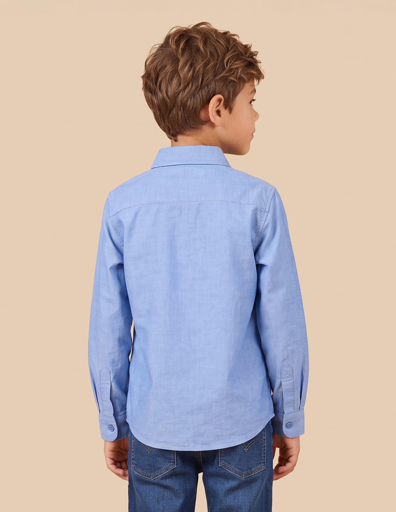 Boys Light Blue Cotton Oxford Regular Fit Shirt