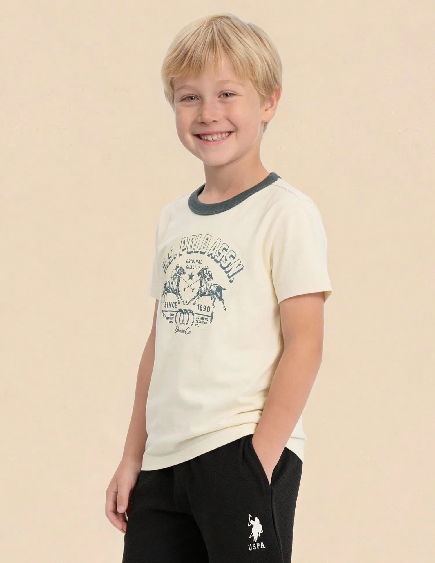 Boys Off White Graphic Printed Cotton T-Shirt – Regular Fit