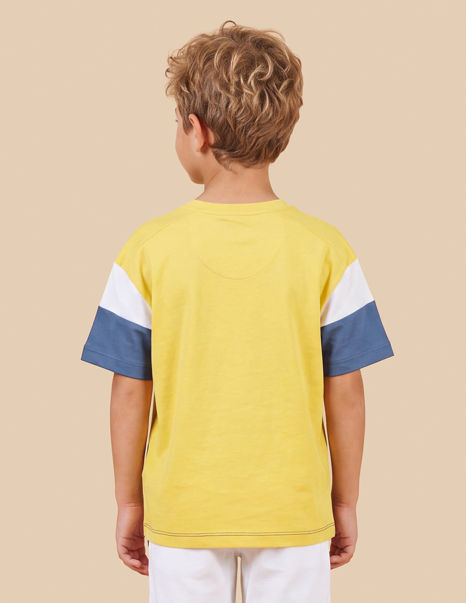 Boys Yellow Cotton Logo Print Oversized Fit T-Shirt