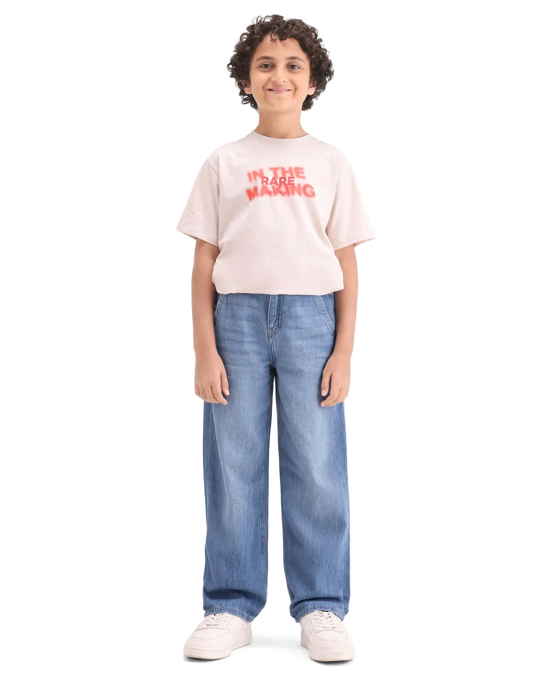 Boys Blue Slouchy Fit Shank Button Jeans