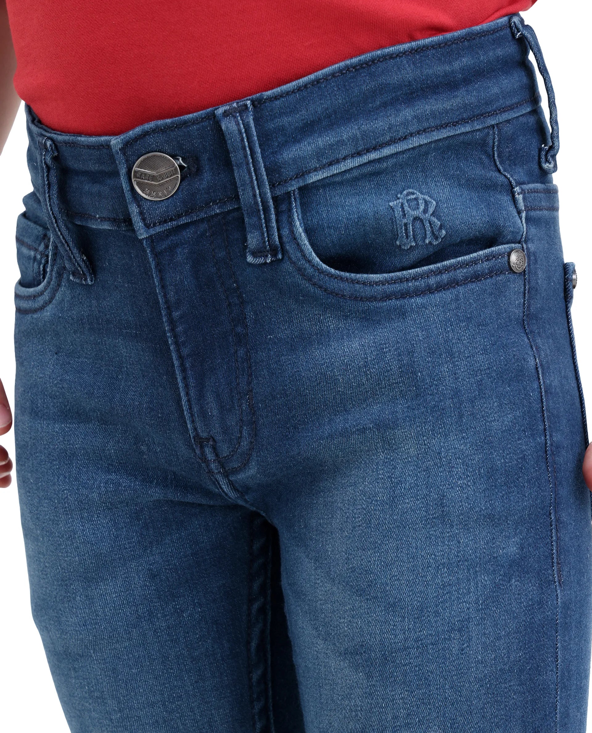 Rare Ones Boys Blue Slim Fit Cotton Blend Jeans