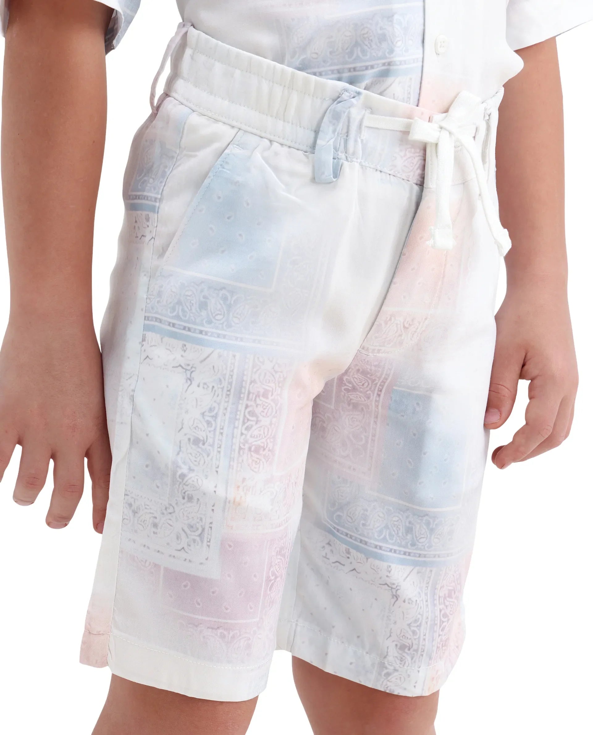 Boys Off White Regular Fit Viscose Shorts