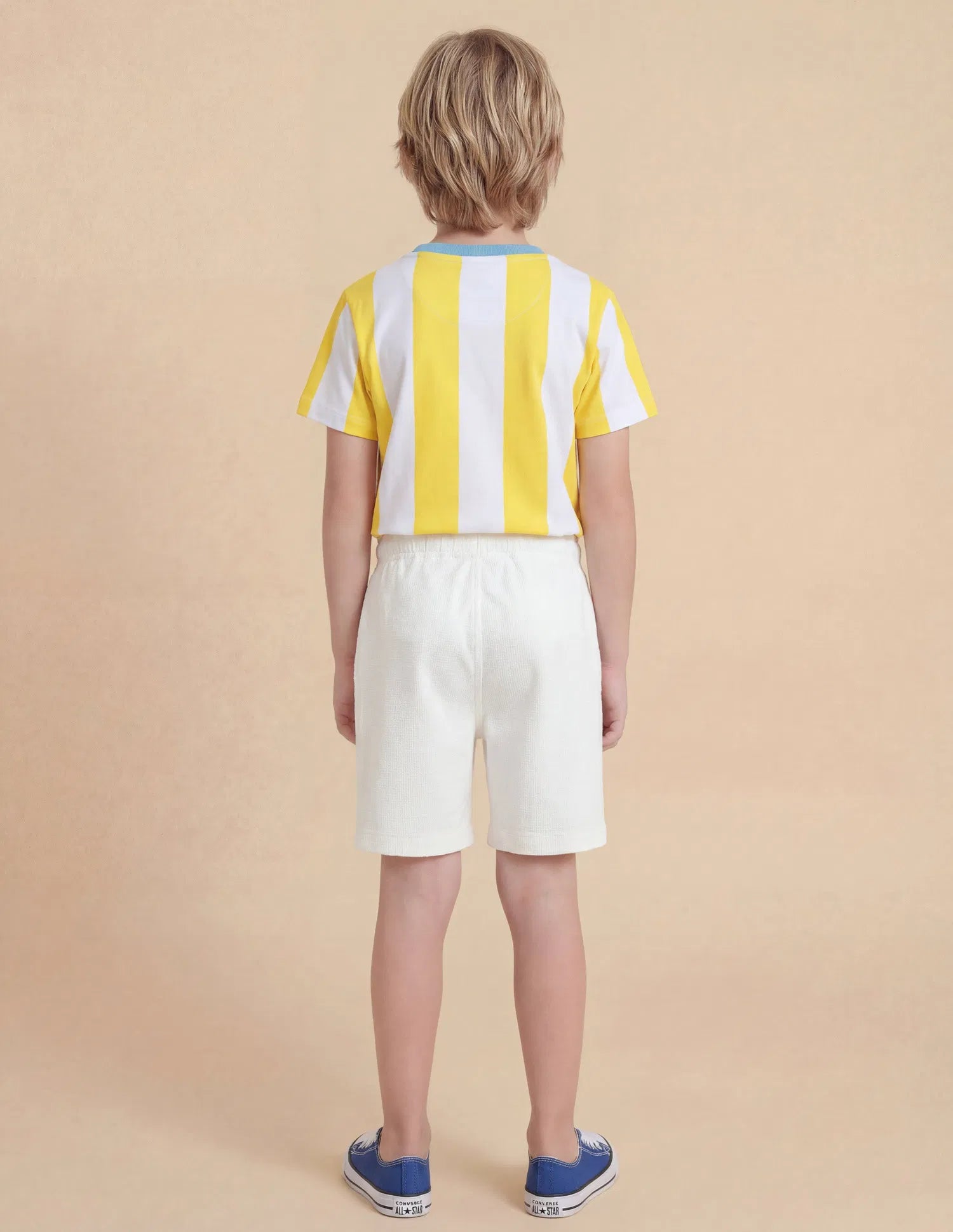 Boys White Textured Cotton Shorts Relaxed Fit