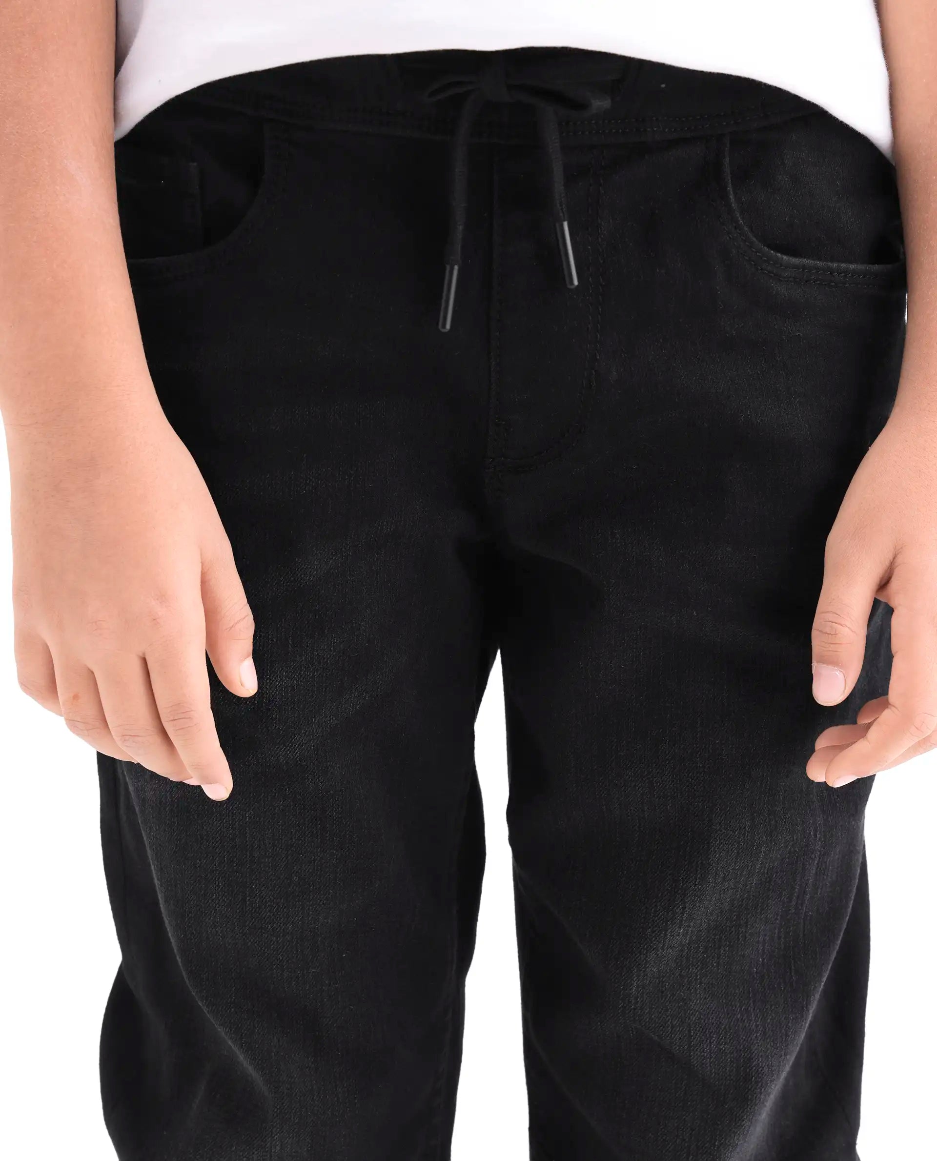 Rare Ones Boys Black Pull-On Regular Fit Denim Pant