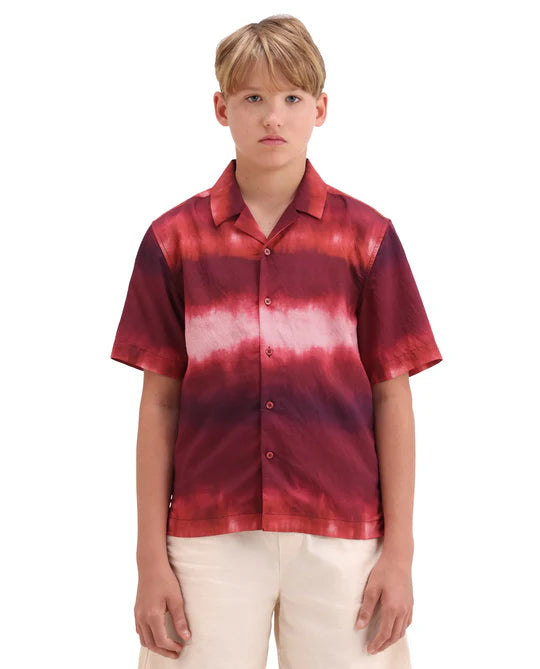 Rare Ones Boys Red Viscose Blend Boxy Fit Shirt
