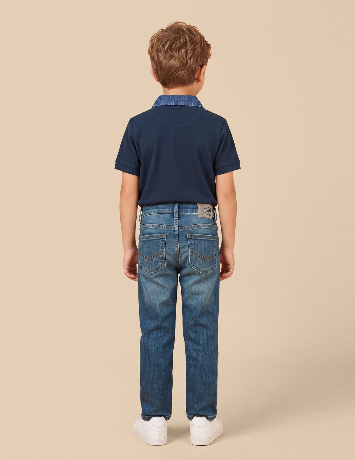 Relaxed Fit Whiskered Jeans Tinted Blue