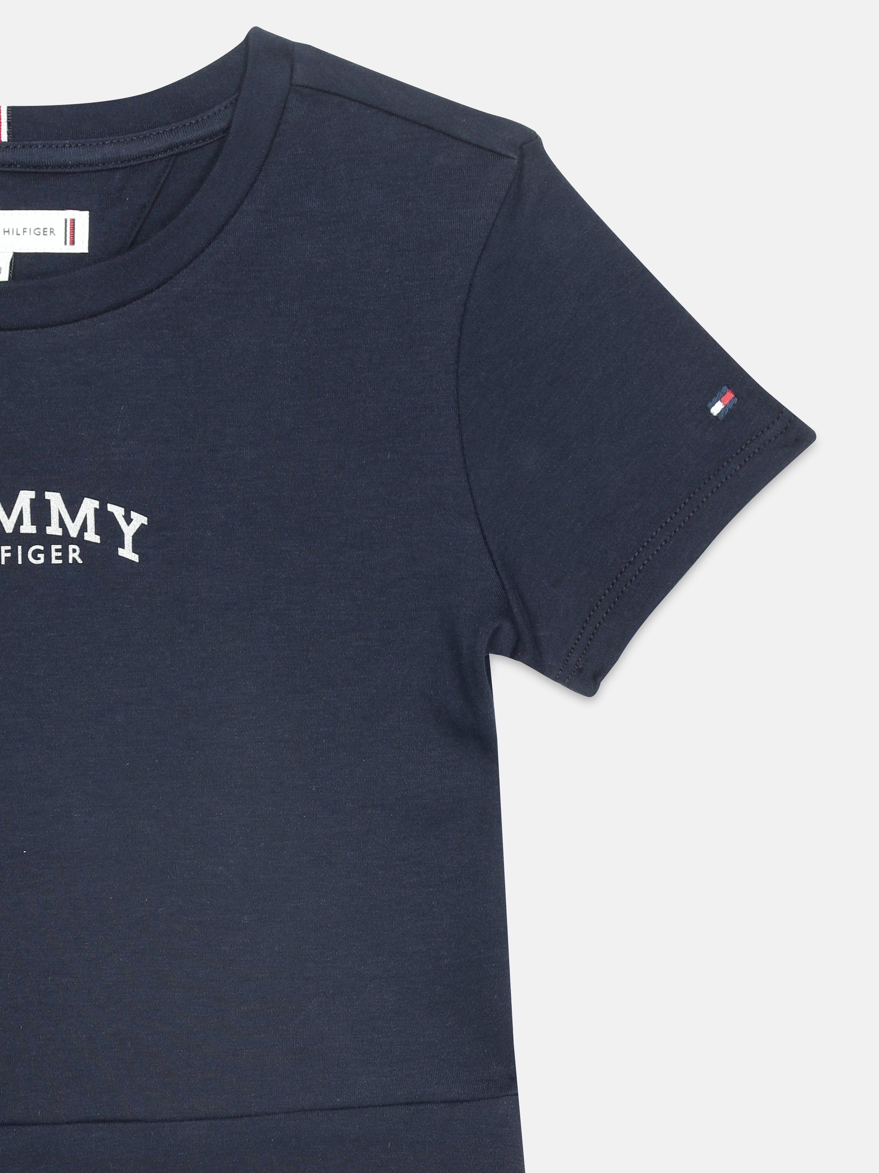 Girls Navy Logo Regenerative Cotton Casual Knee Length Dress