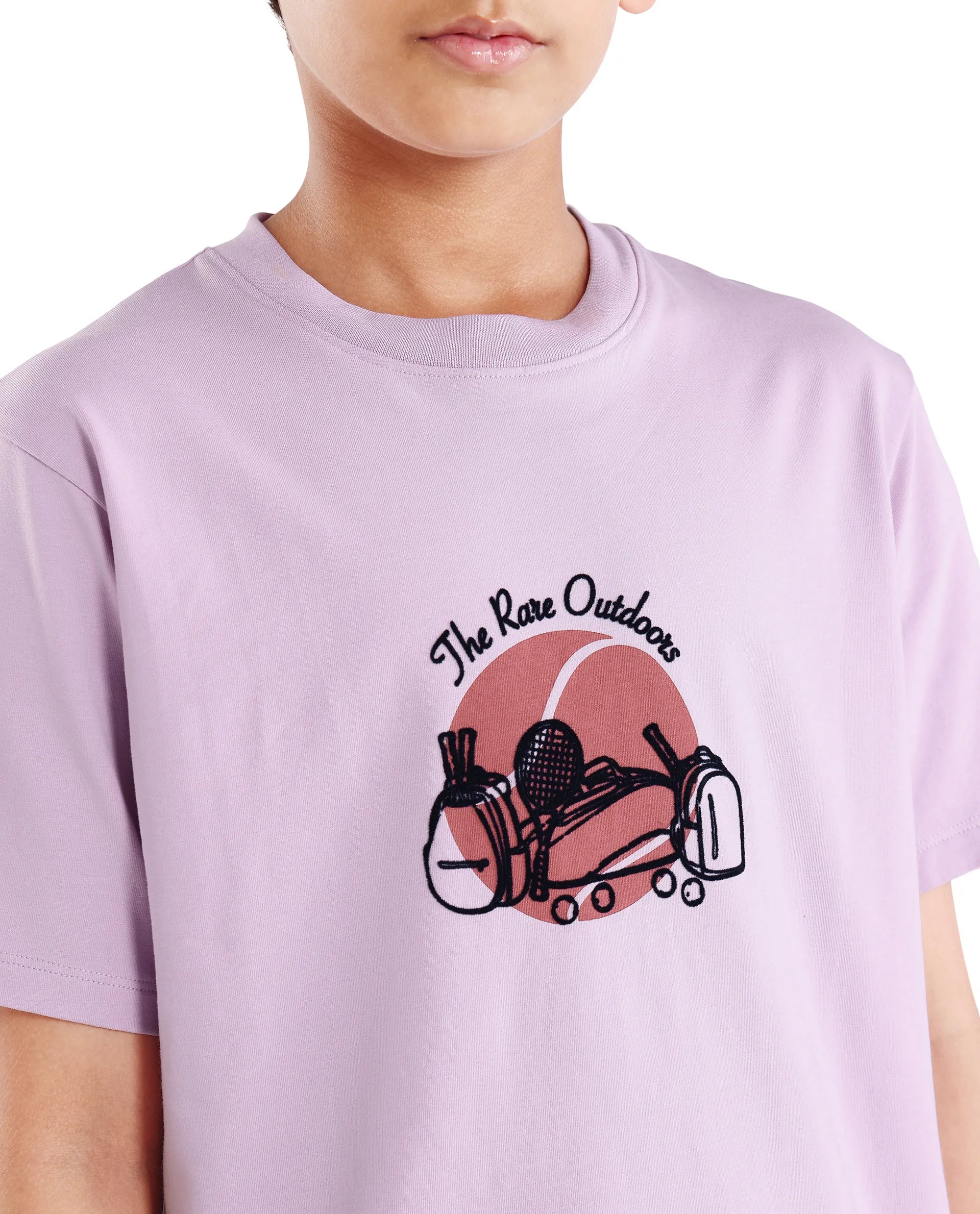 Boys Light Pink Flock Regular Fit T-Shirt