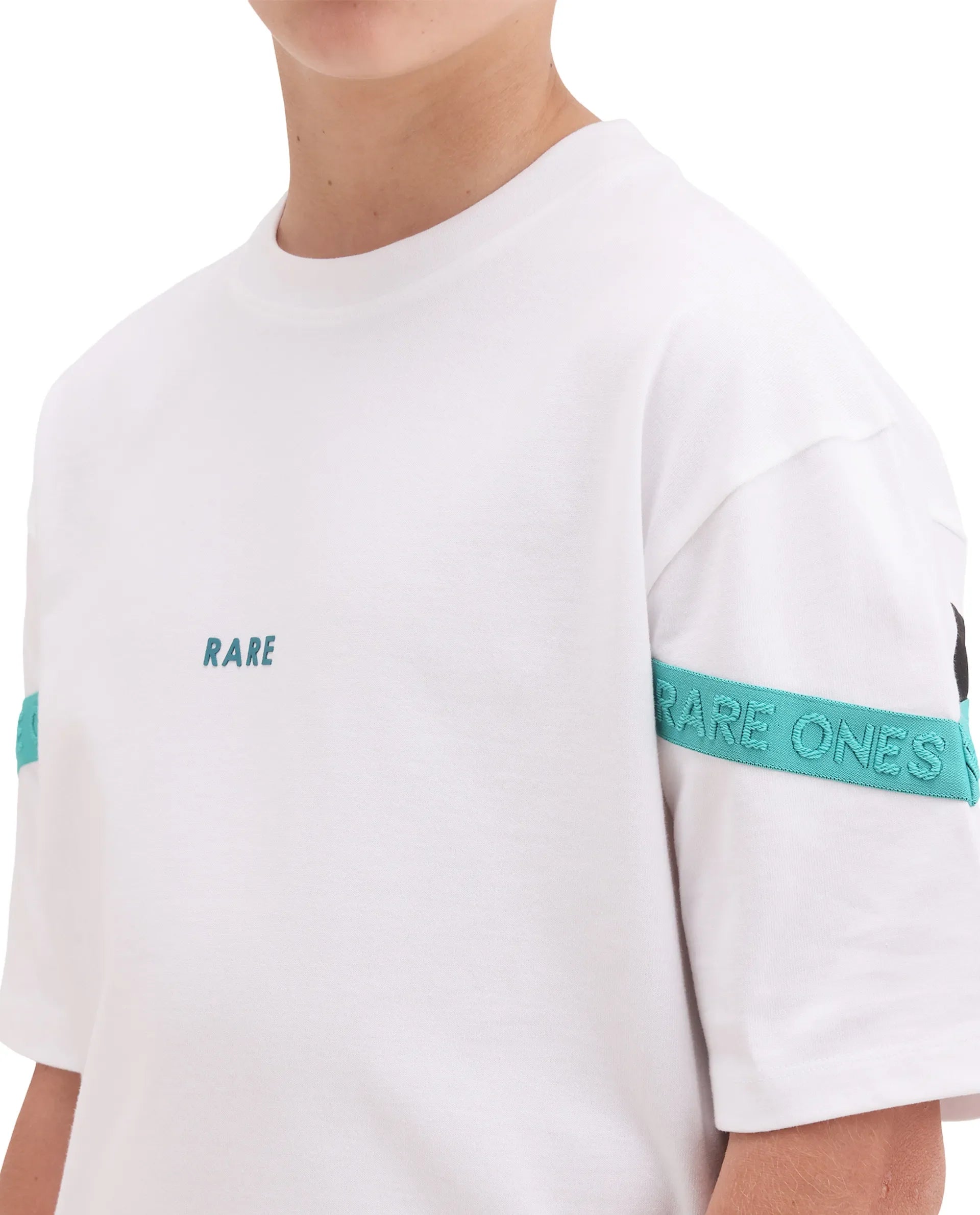 Rare Ones Boys White Oversized Badge Applique Cotton T-Shirt